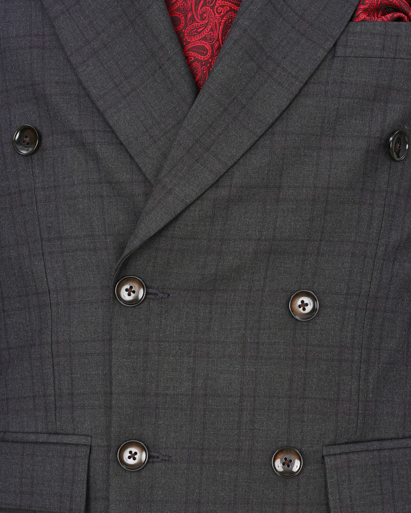 Gravel Gray Plaid Double Breasted Suit ST1887-DB-36, ST1887-DB-38, ST1887-DB-40, ST1887-DB-42, ST1887-DB-44, ST1887-DB-46, ST1887-DB-48, ST1887-DB-50, ST1887-DB-52, ST1887-DB-54, ST1887-DB-56, ST1887-DB-58, ST1887-DB-60