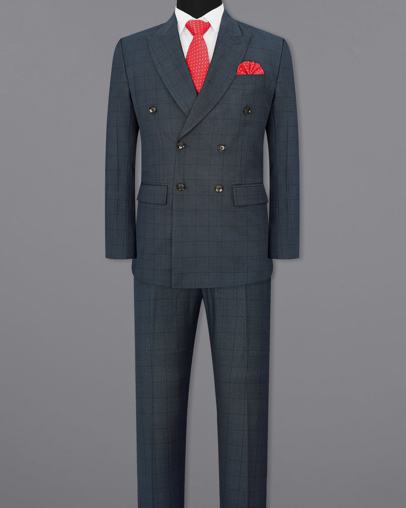 lridium with mirage plaid Windowpane Double Breasted Suit ST1888-DB-36, ST1888-DB-38, ST1888-DB-40, ST1888-DB-42, ST1888-DB-44, ST1888-DB-46, ST1888-DB-48, ST1888-DB-50, ST1888-DB-52, ST1888-DB-54, ST1888-DB-56, ST1888-DB-58, ST1888-DB-60