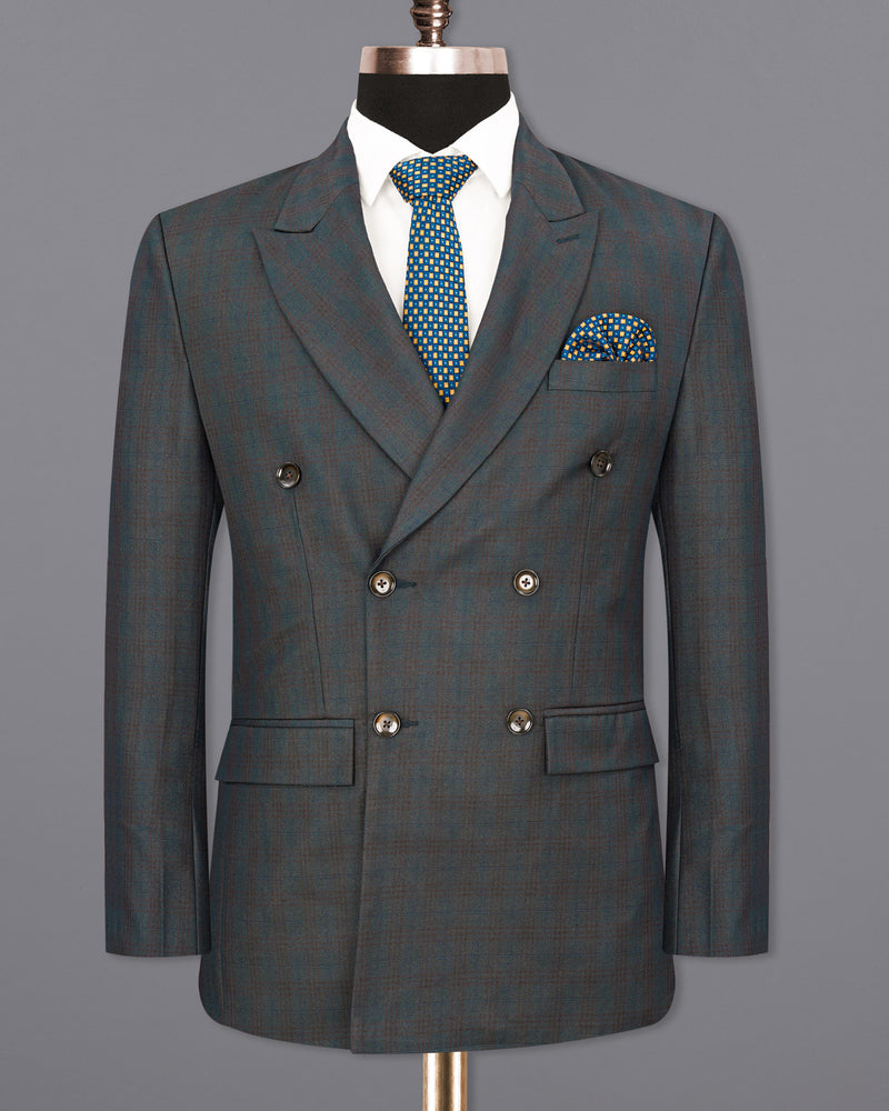 lridium With Emperor Subtle Plaid Double Breasted Suit ST1890-DB-36, ST1890-DB-38, ST1890-DB-40, ST1890-DB-42, ST1890-DB-44, ST1890-DB-46, ST1890-DB-48, ST1890-DB-50, ST1890-DB-52, ST1890-DB-54, ST1890-DB-56, ST1890-DB-58, ST1890-DB-60