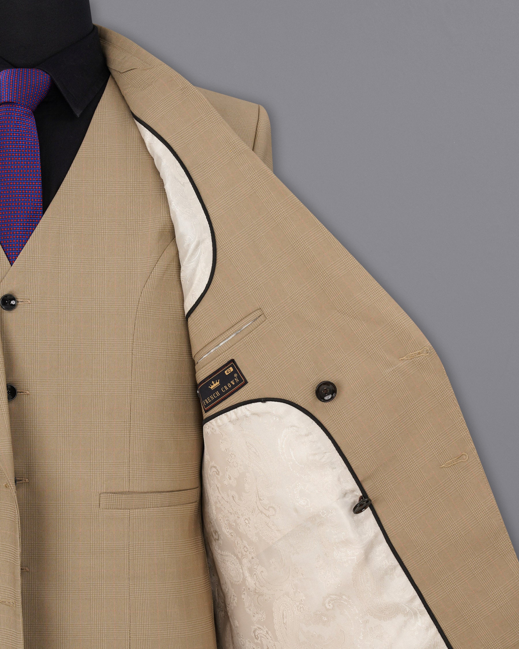 brown order classic double suit 1/15〆 VINCI Men's Brown Pinstripe Double Breasted Classic Fit Suit
