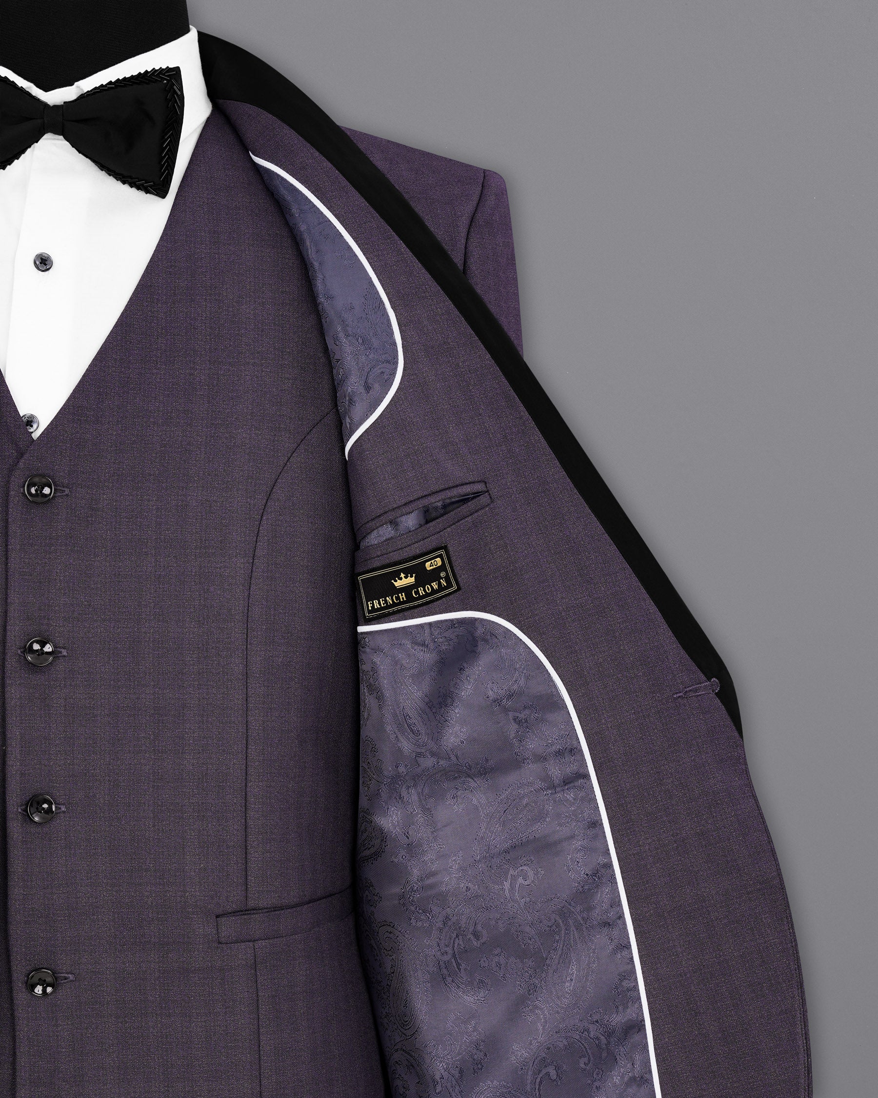 Gunmetal Purple Subtle Plaid Tuxedo Suit ST1909-BKL-36, ST1909-BKL-38, ST1909-BKL-40, ST1909-BKL-42, ST1909-BKL-44, ST1909-BKL-46, ST1909-BKL-48, ST1909-BKL-50, ST1909-BKL-52, ST1909-BKL-54, ST1909-BKL-56, ST1909-BKL-58, ST1909-BKL-60