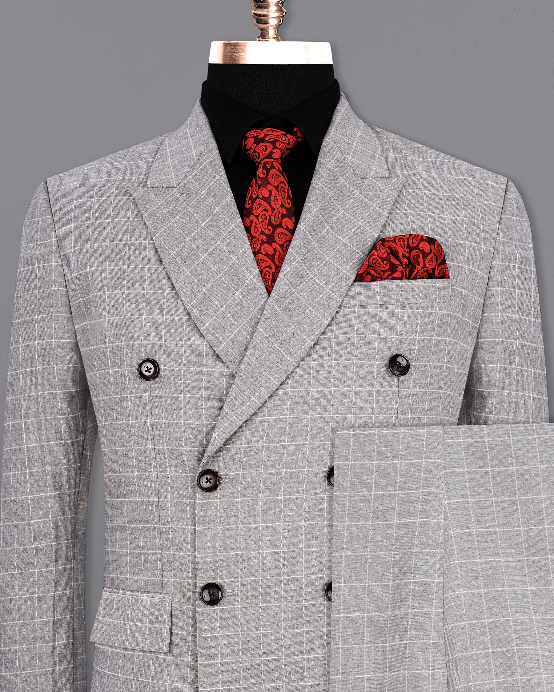 Hurricane Gray Windowpane Double Breasted Suit