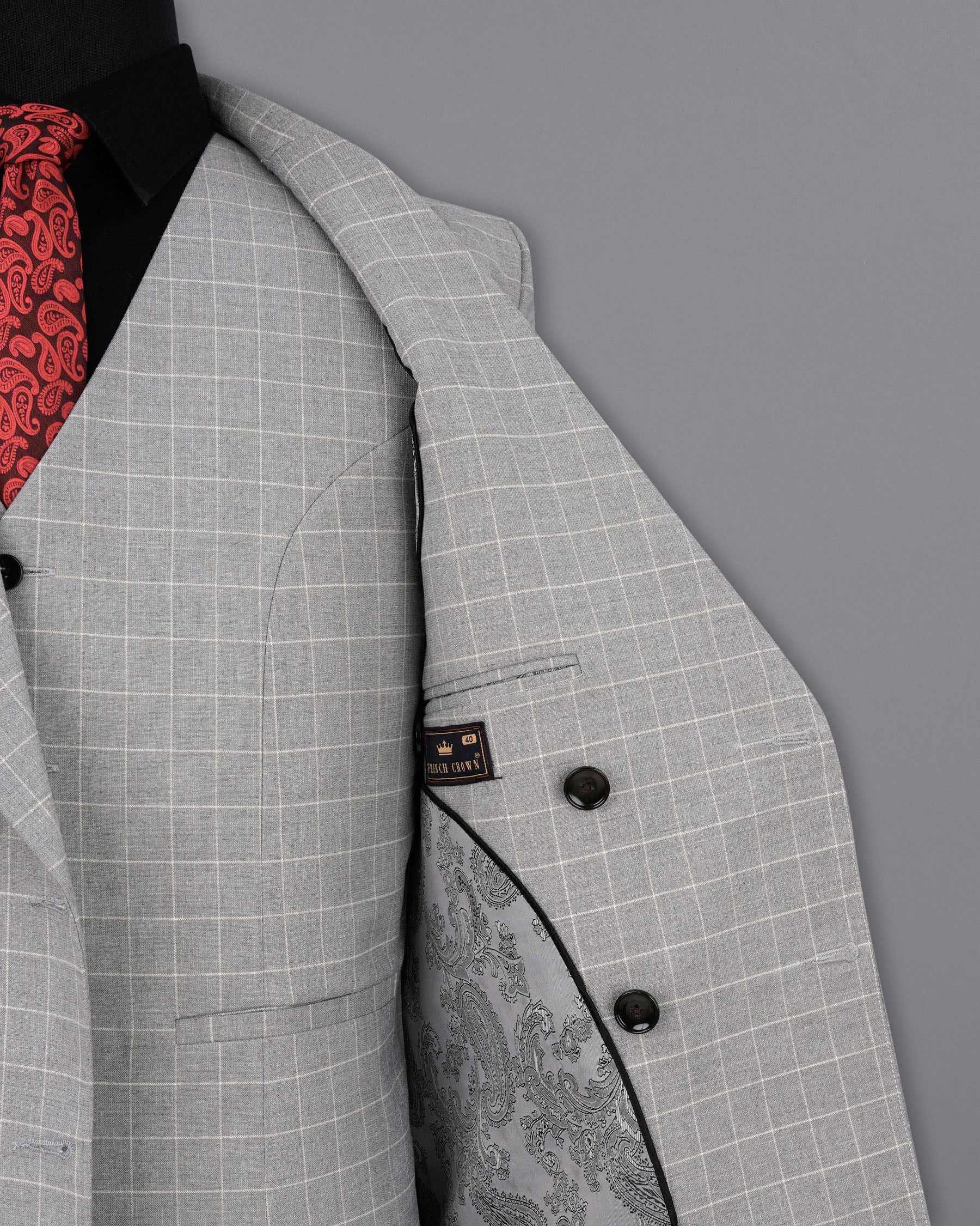 Hurricane Gray Windowpane Double Breasted Suit