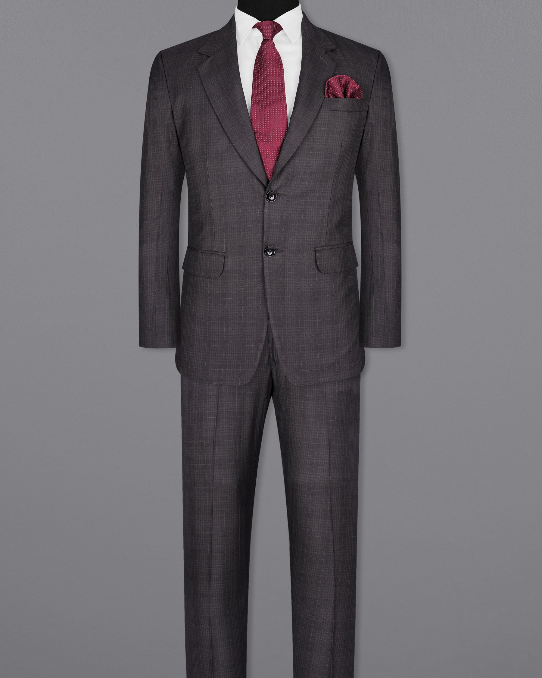 Charcoal Brown Plaid Suit