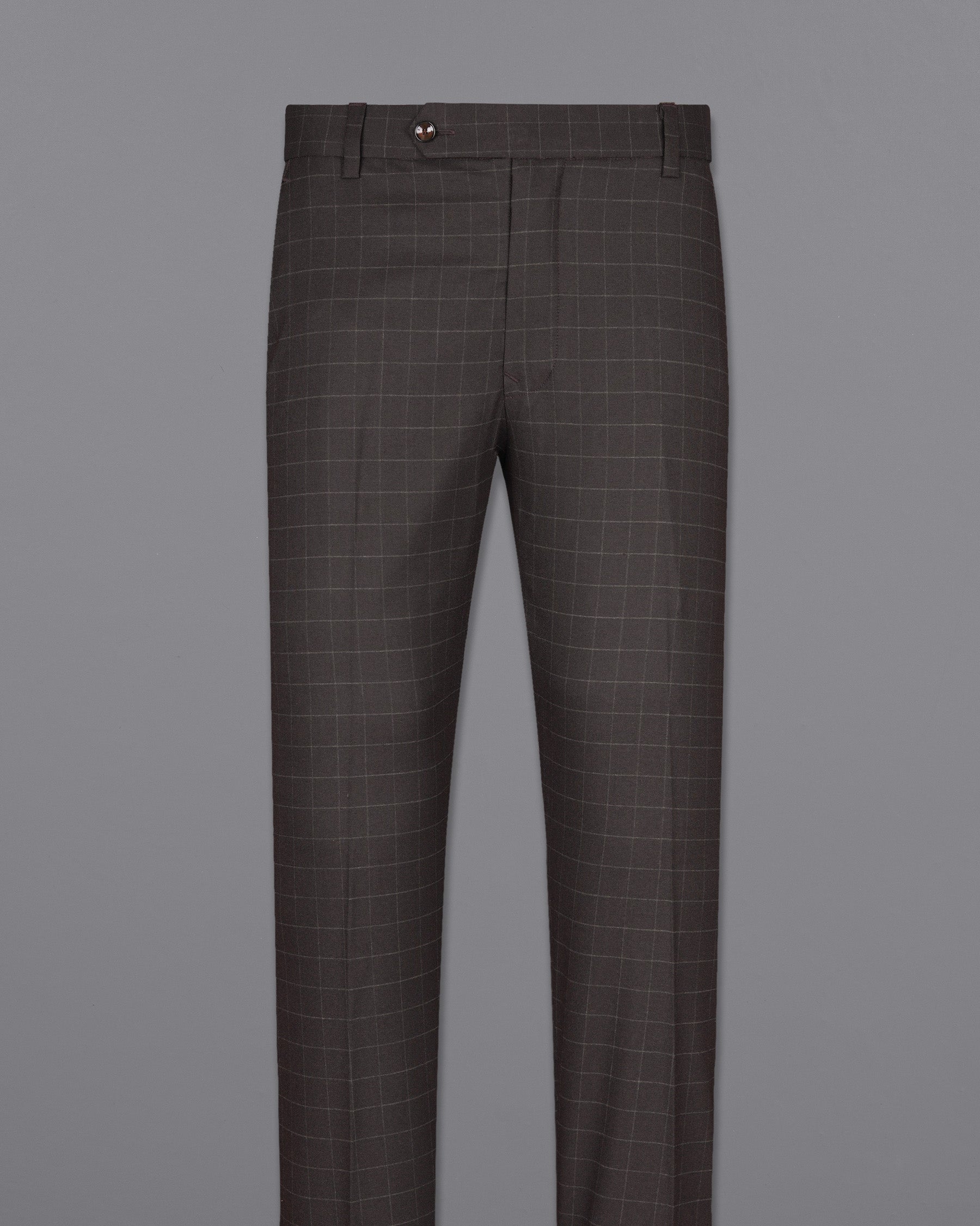 Thunder Brown windowpane Double Breasted Suit