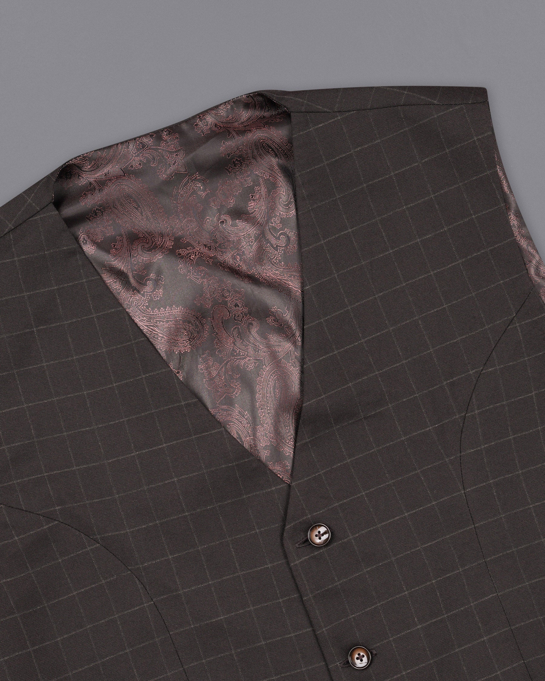 Thunder Brown windowpane Double Breasted Suit