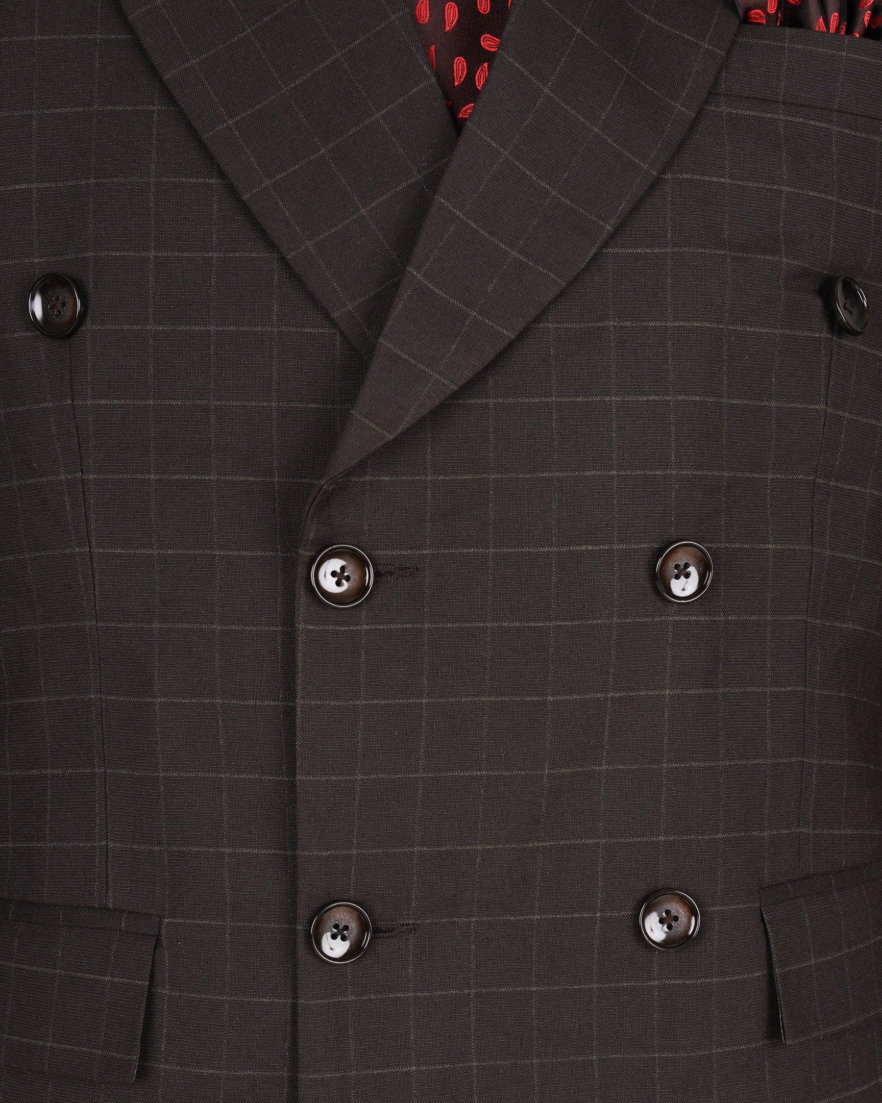 Thunder Brown windowpane Double Breasted Suit