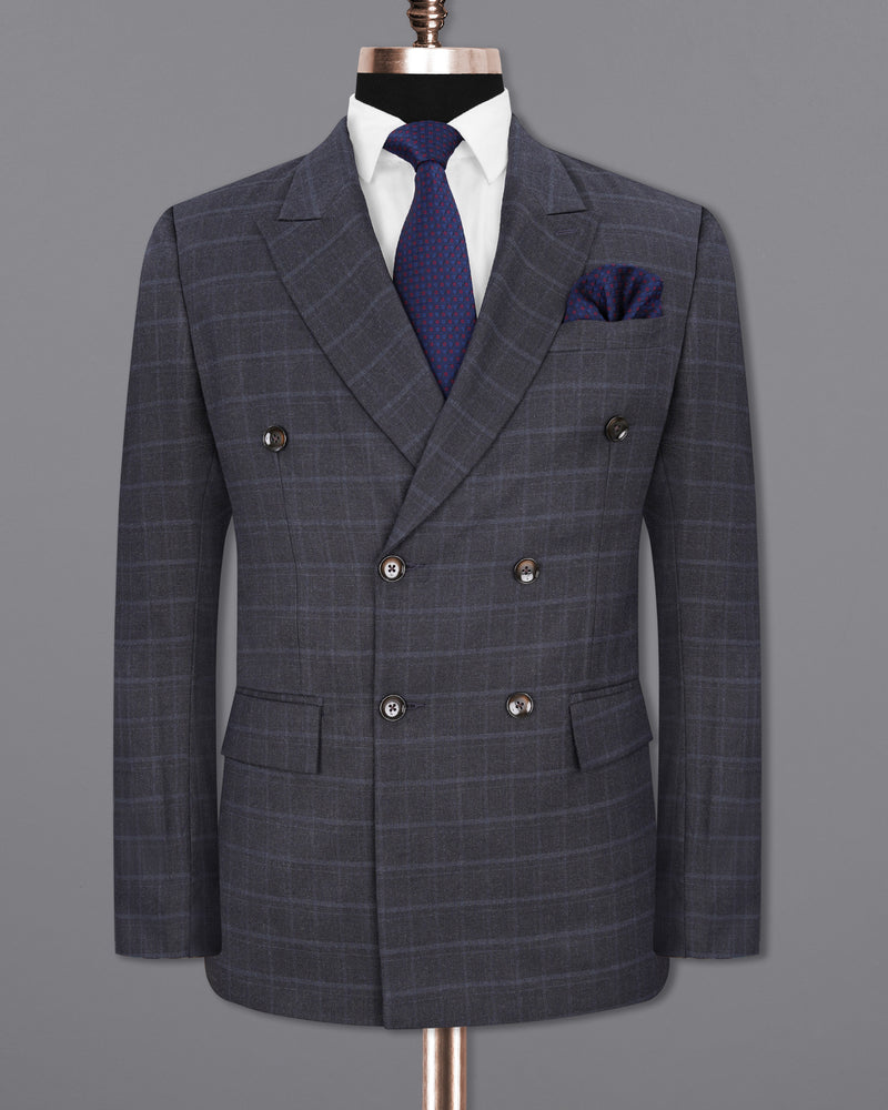 Thunder Gray Plaid Double-Breasted Suit