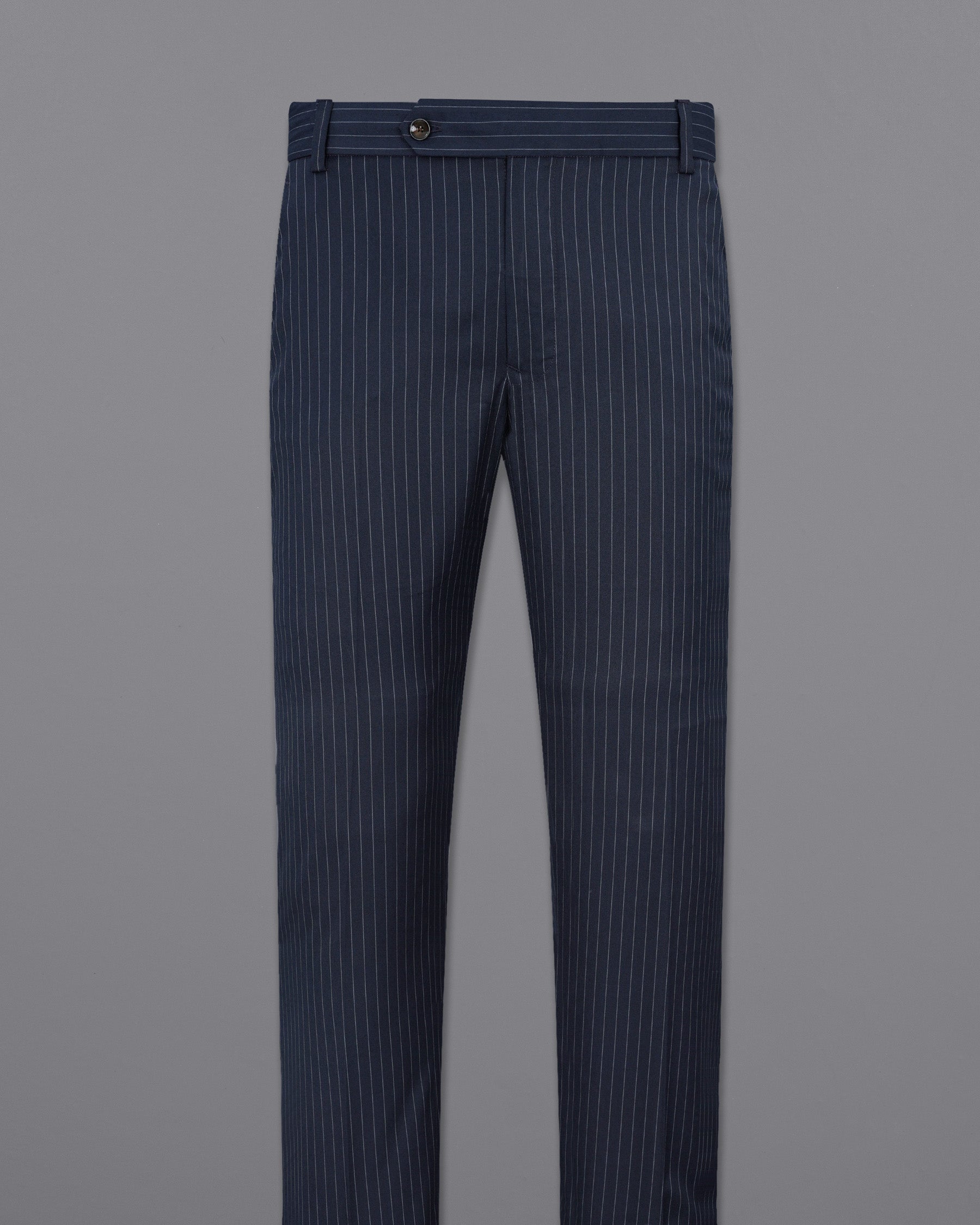 Midnight Mirage Navy Blue Striped Double-Breasted Suit