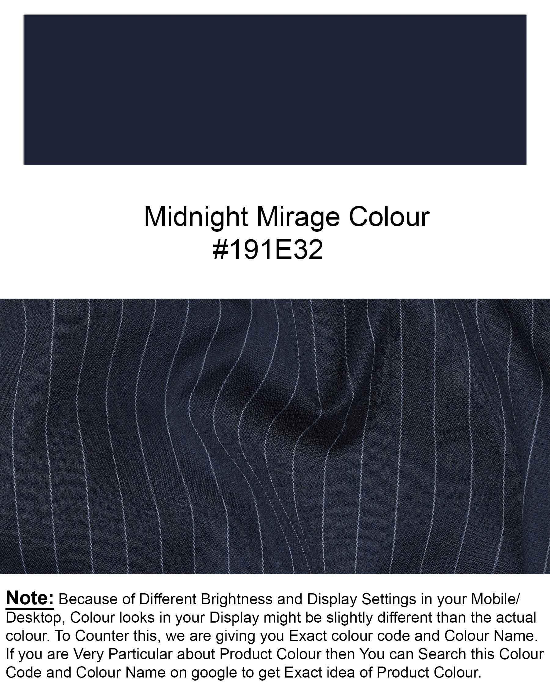 Midnight Mirage Navy Blue Striped Double-Breasted Suit