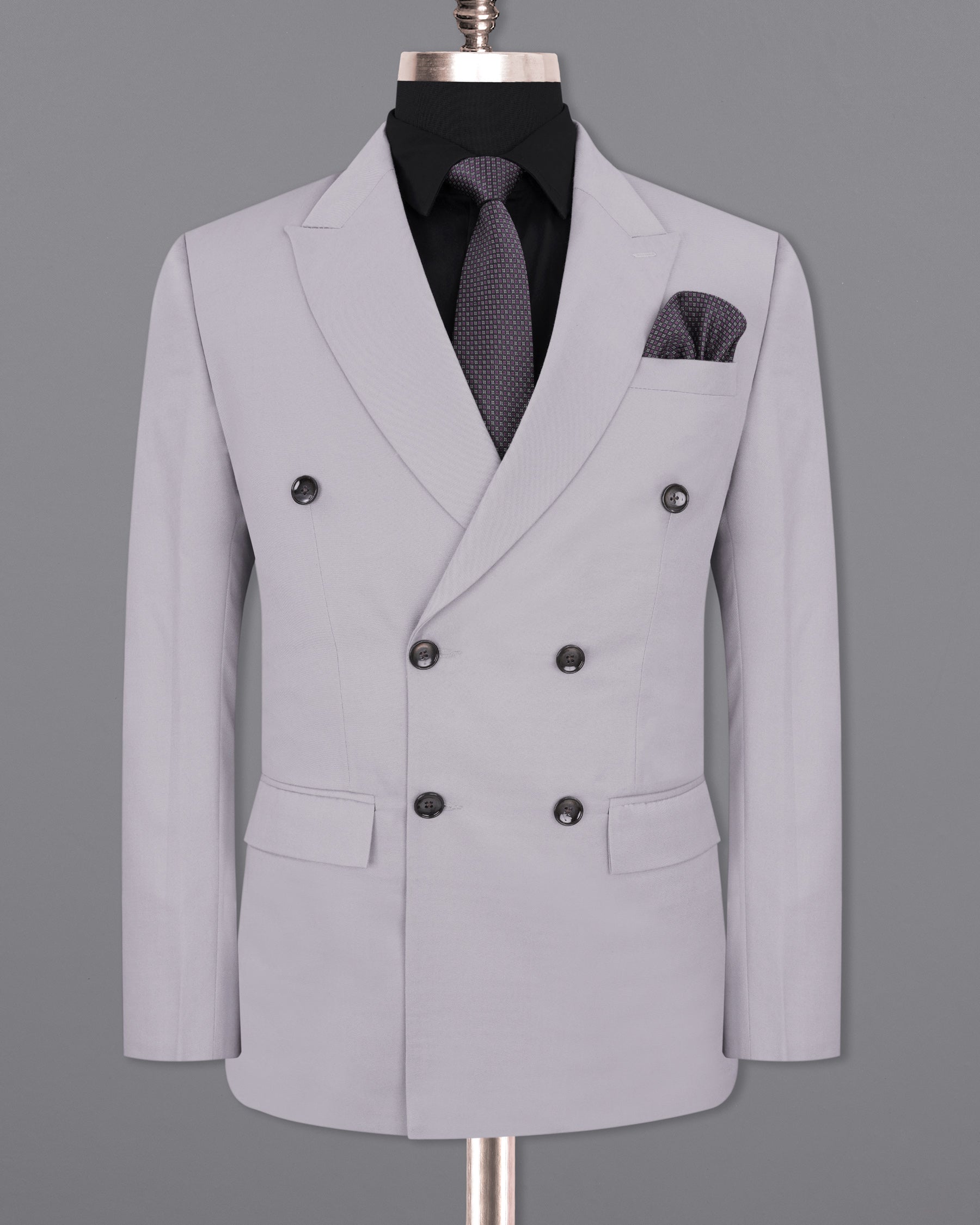 Amethyst Smoke Gray Double-Breasted Suit