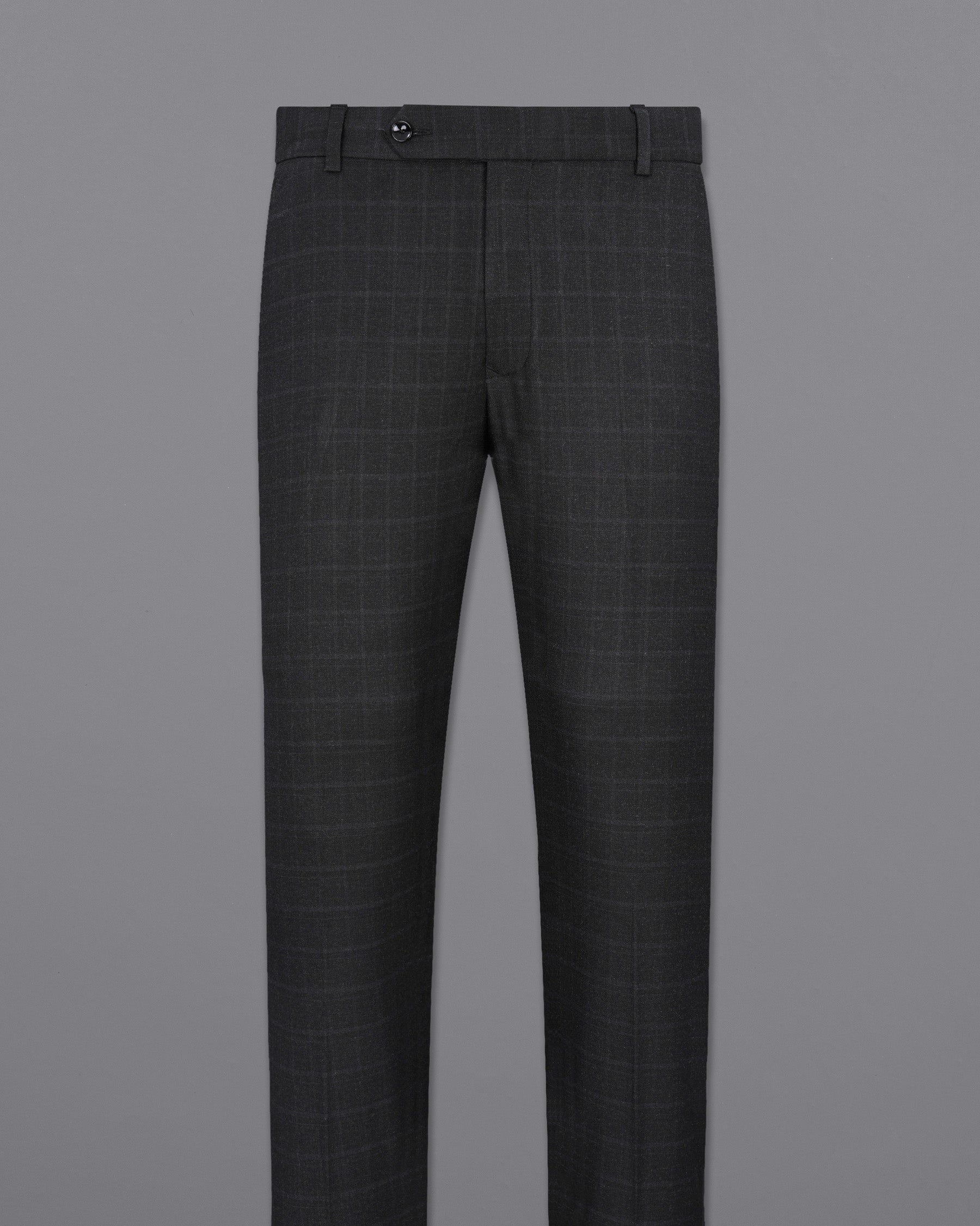 Shark Gray Plaid Cross Placket Bandhgala Suit