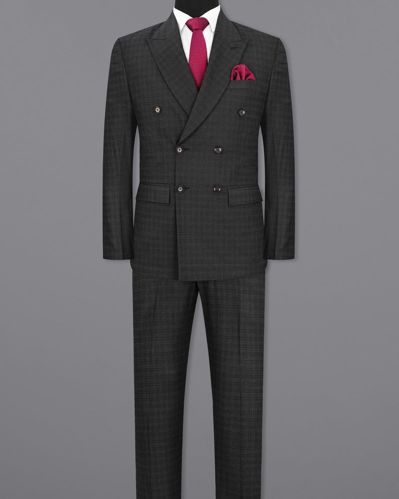 Zeus Gray Plaid Double Breasted Suit