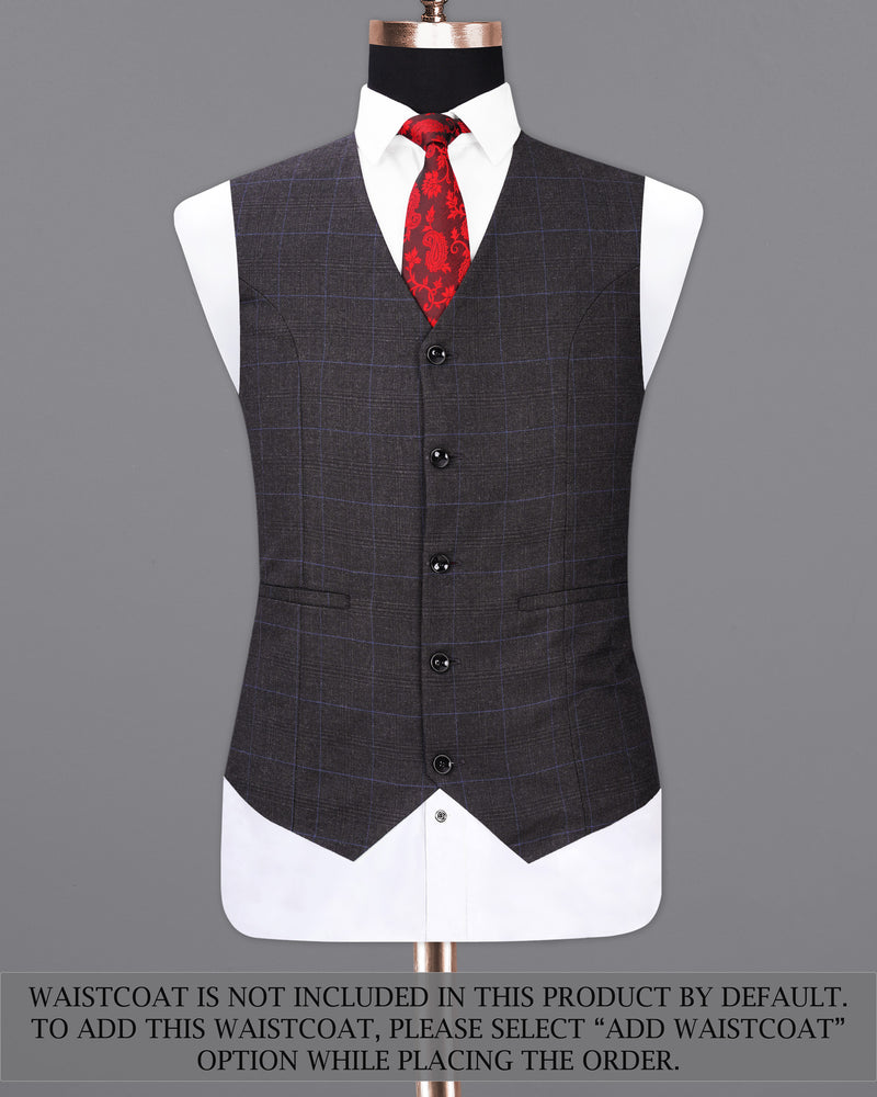 Eclipse Gray Windowpane Cross Placket Bandhgala Suit