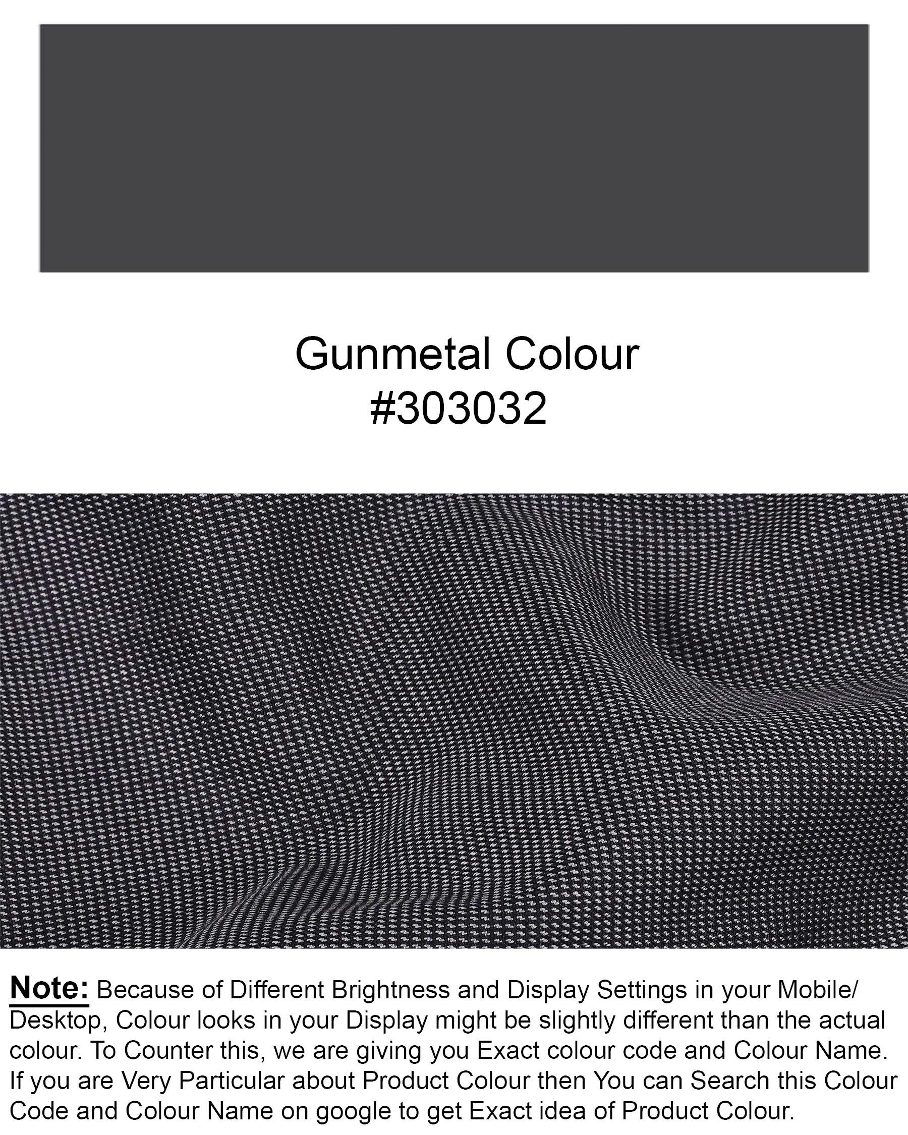 Gunmetal Gray Cross Placket Bandhgala Premium Cotton Suit