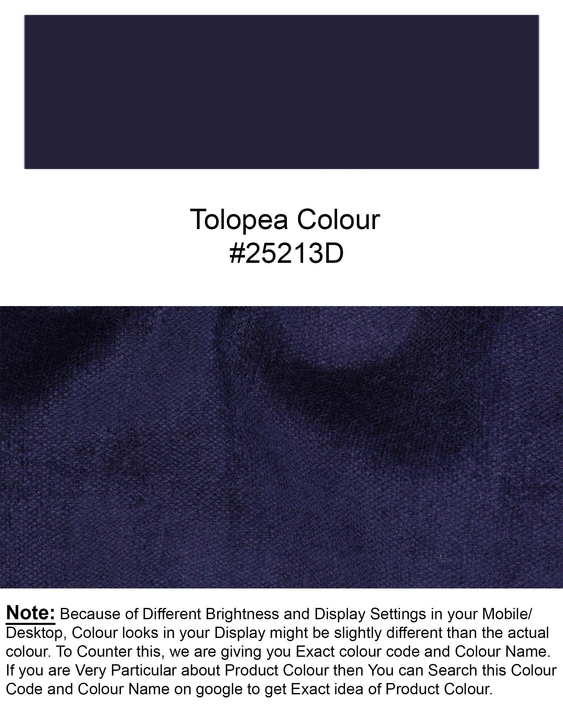 Tolopea Navy Blue Cross Placket Bandhgala Corduroy Premium Cotton Designer Suit