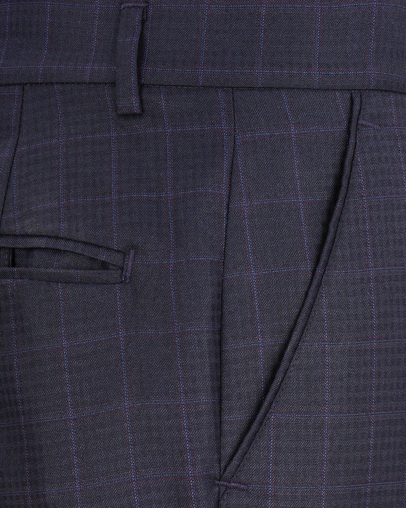 Gravel Gray Windowpane Cross Placket Bandhgala Suit
