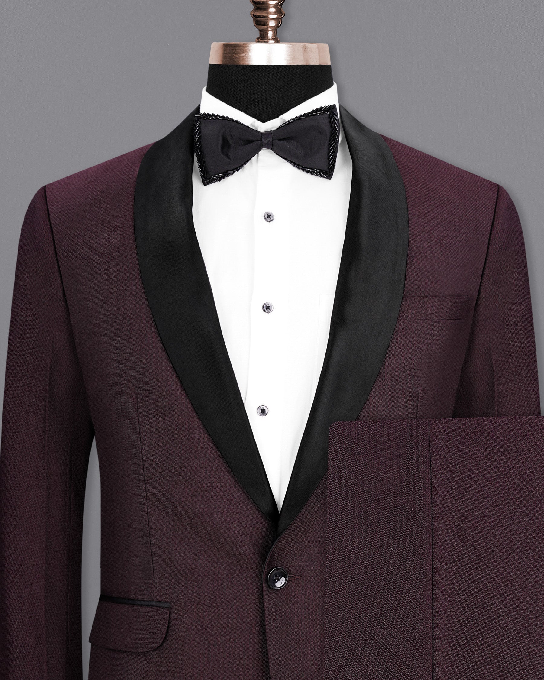 Havana Wine With  Black Lapel Tuxedo Suit