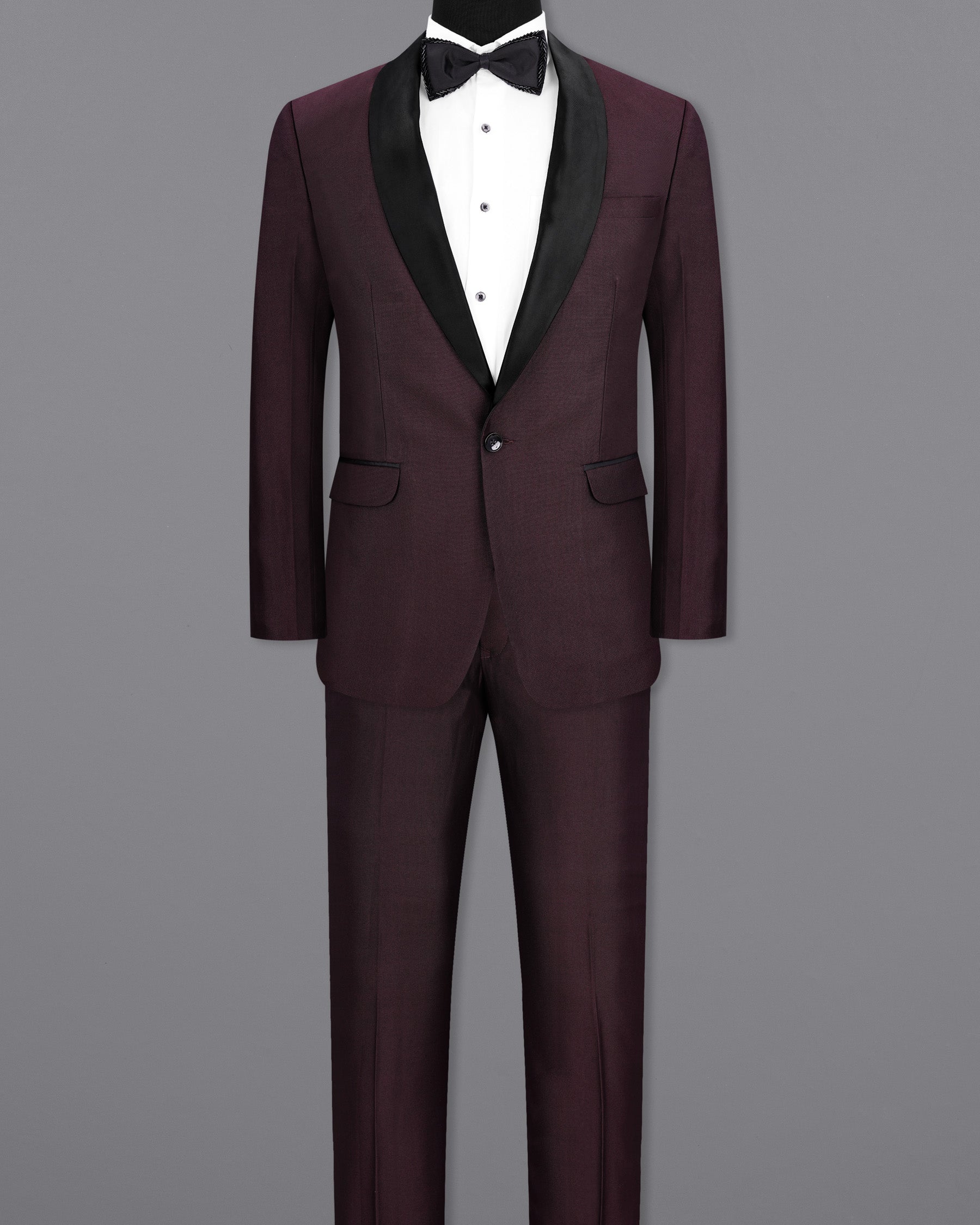 Havana Wine With  Black Lapel Tuxedo Suit