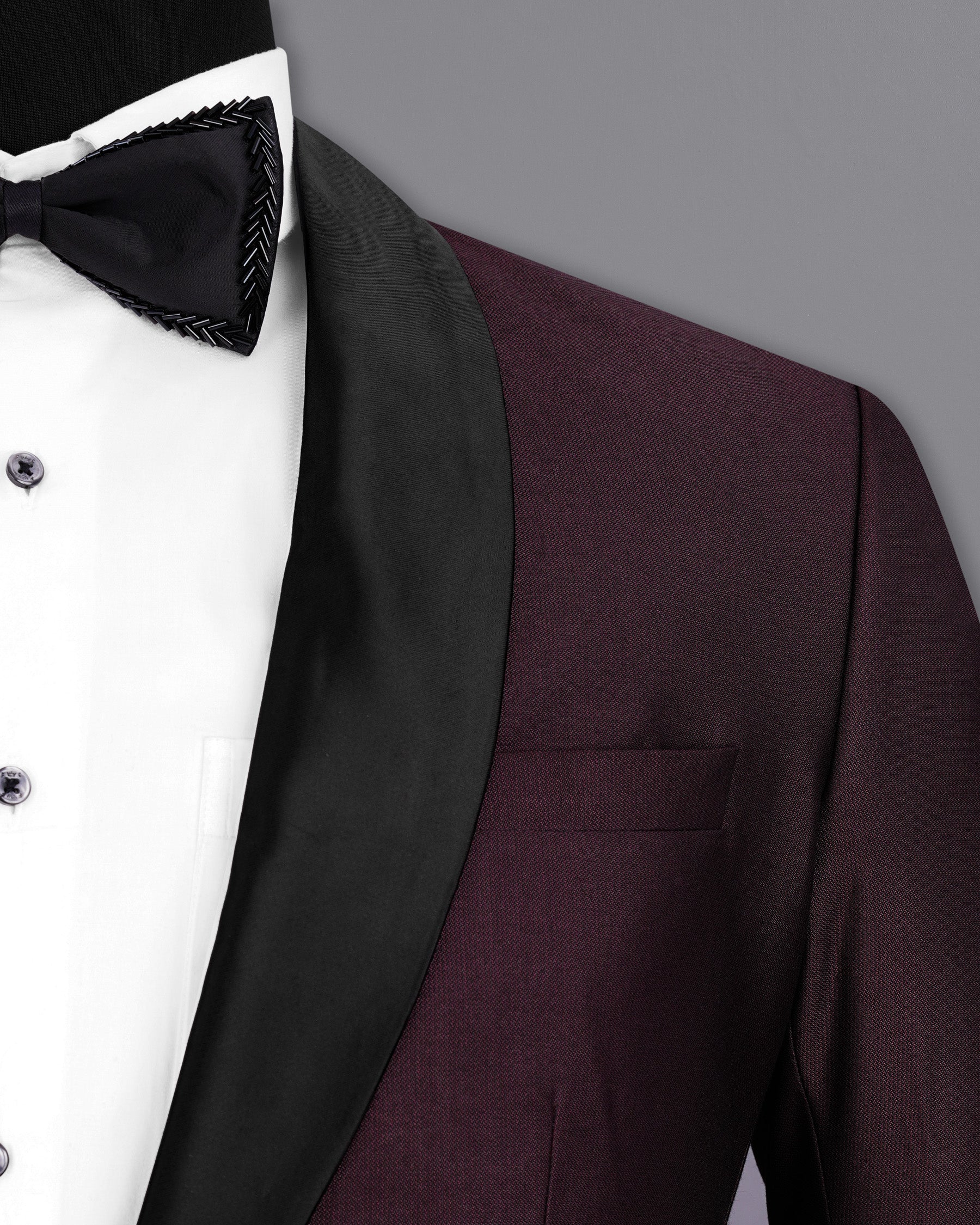 Havana Wine With  Black Lapel Tuxedo Suit