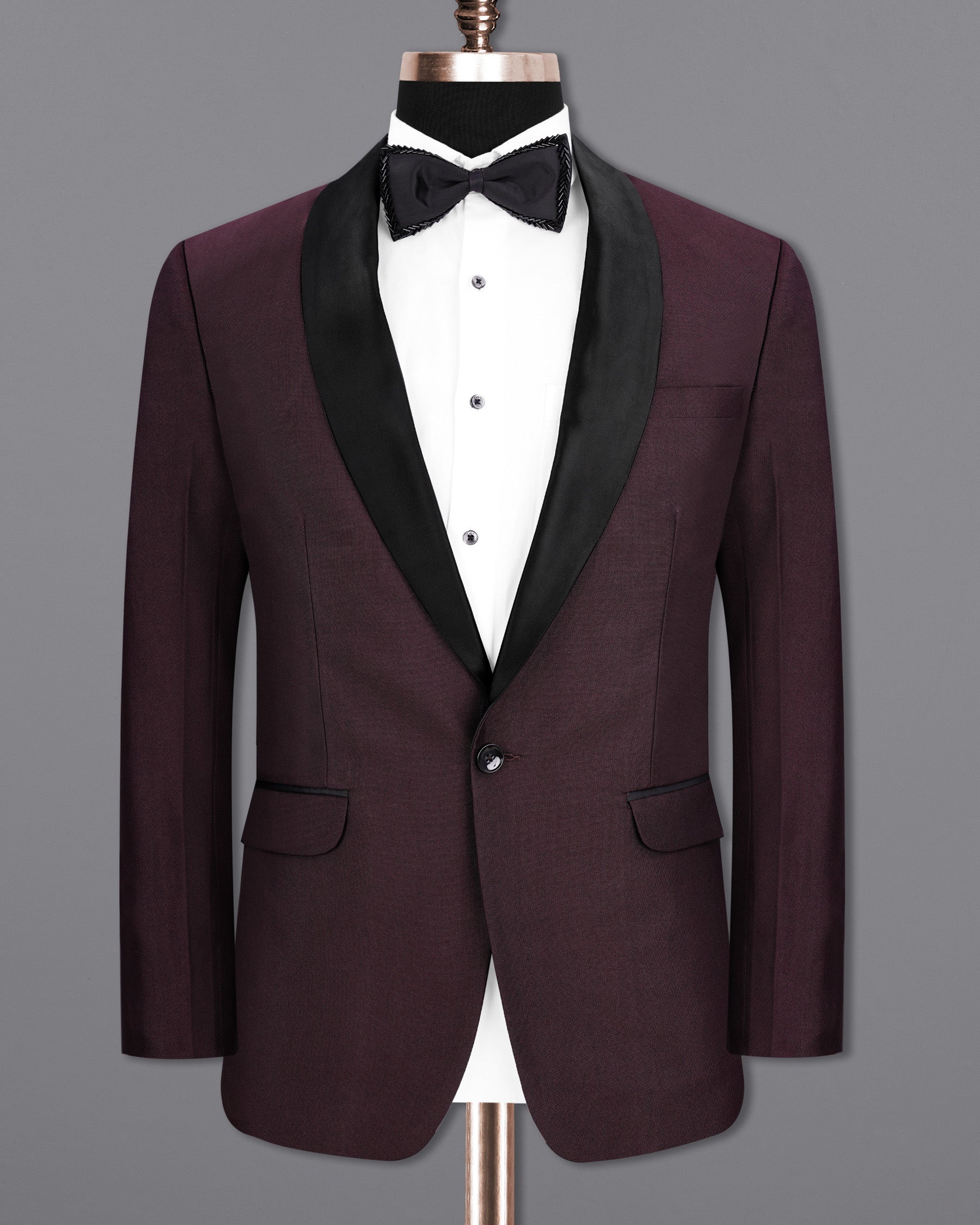 Havana Wine With  Black Lapel Tuxedo Suit