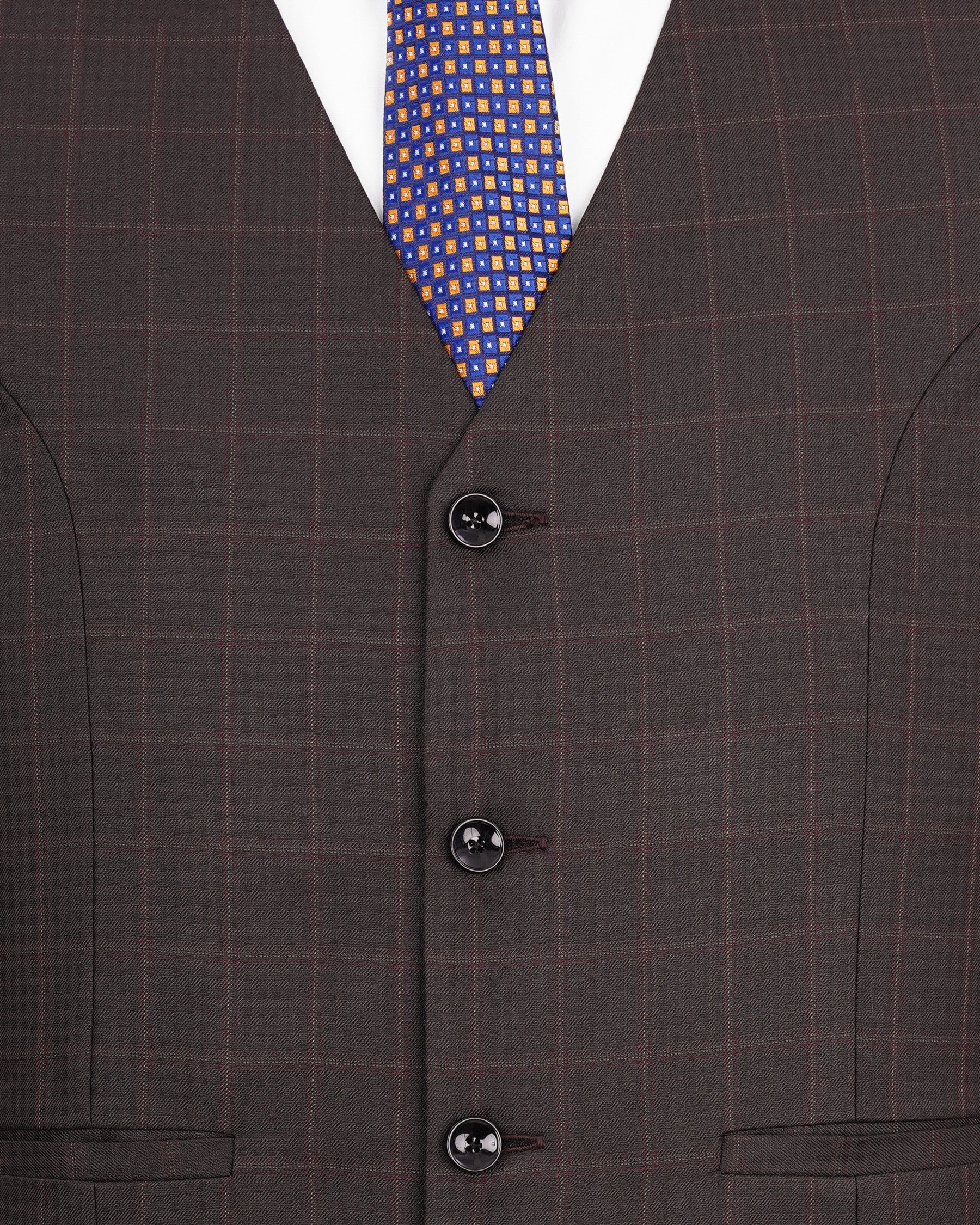 Thunder Brown Subtle Checkered Double Breasted Suit