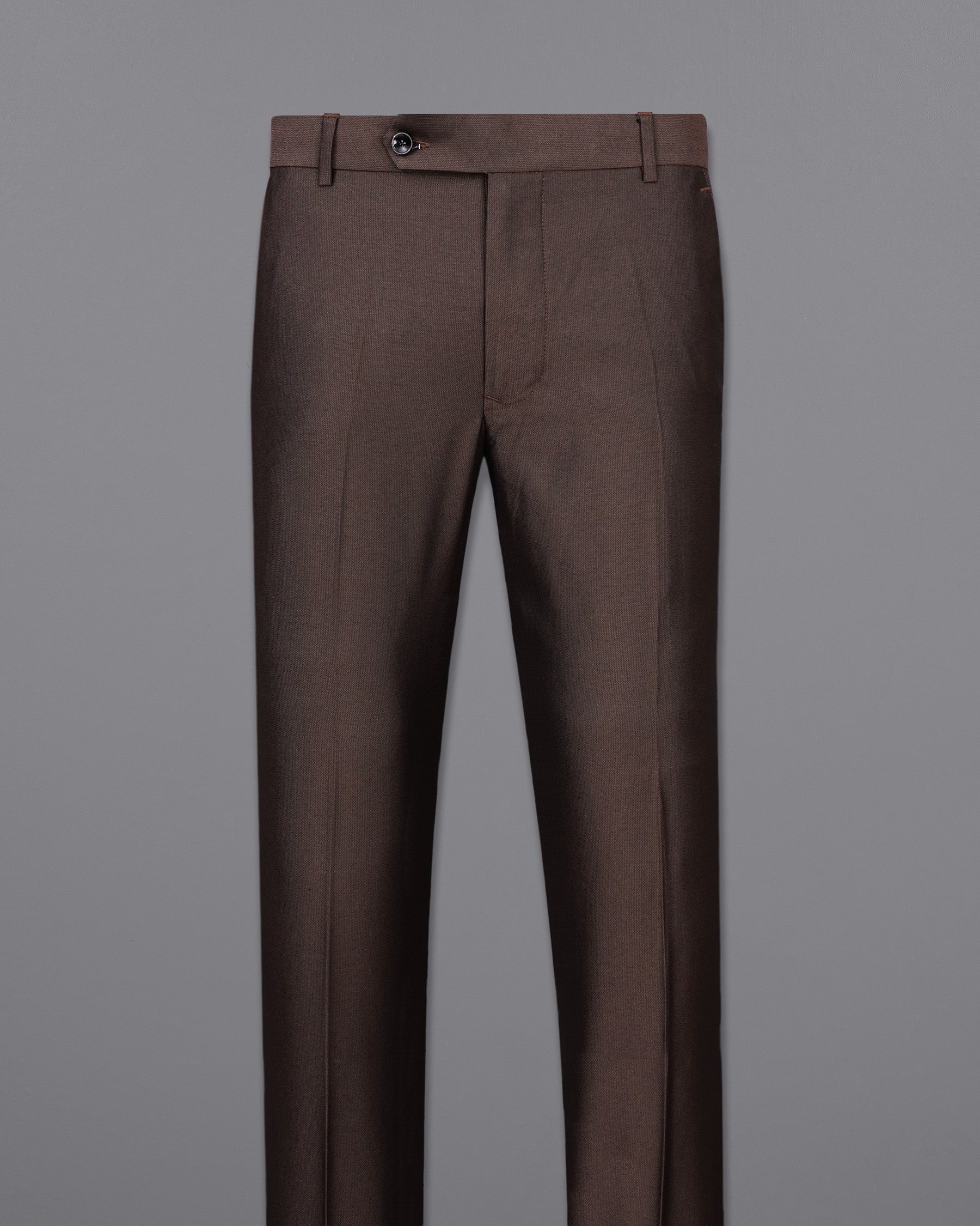 English Walnut Brown Cross Placket Bandhgala Suit