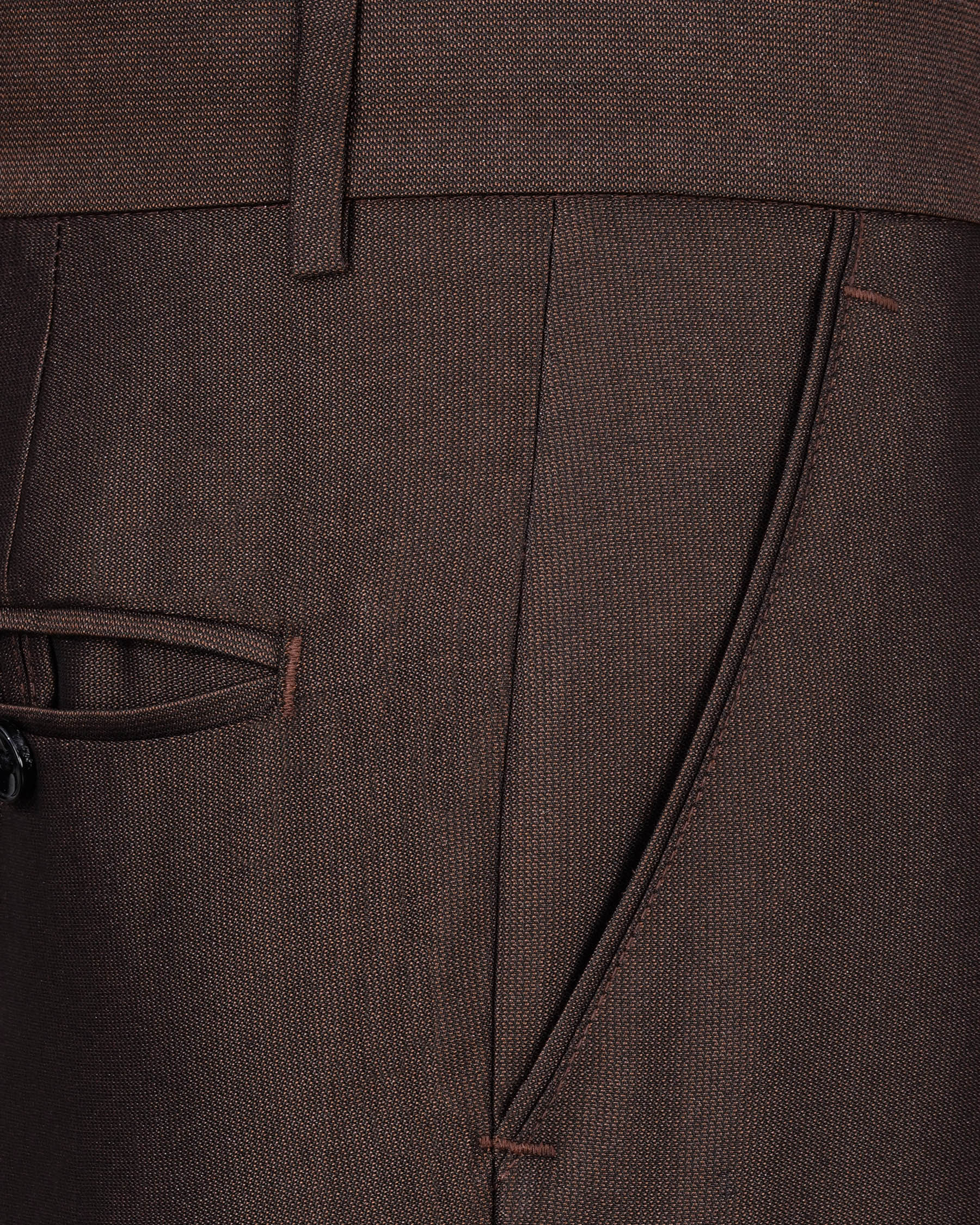 English Walnut Brown Cross Placket Bandhgala Suit