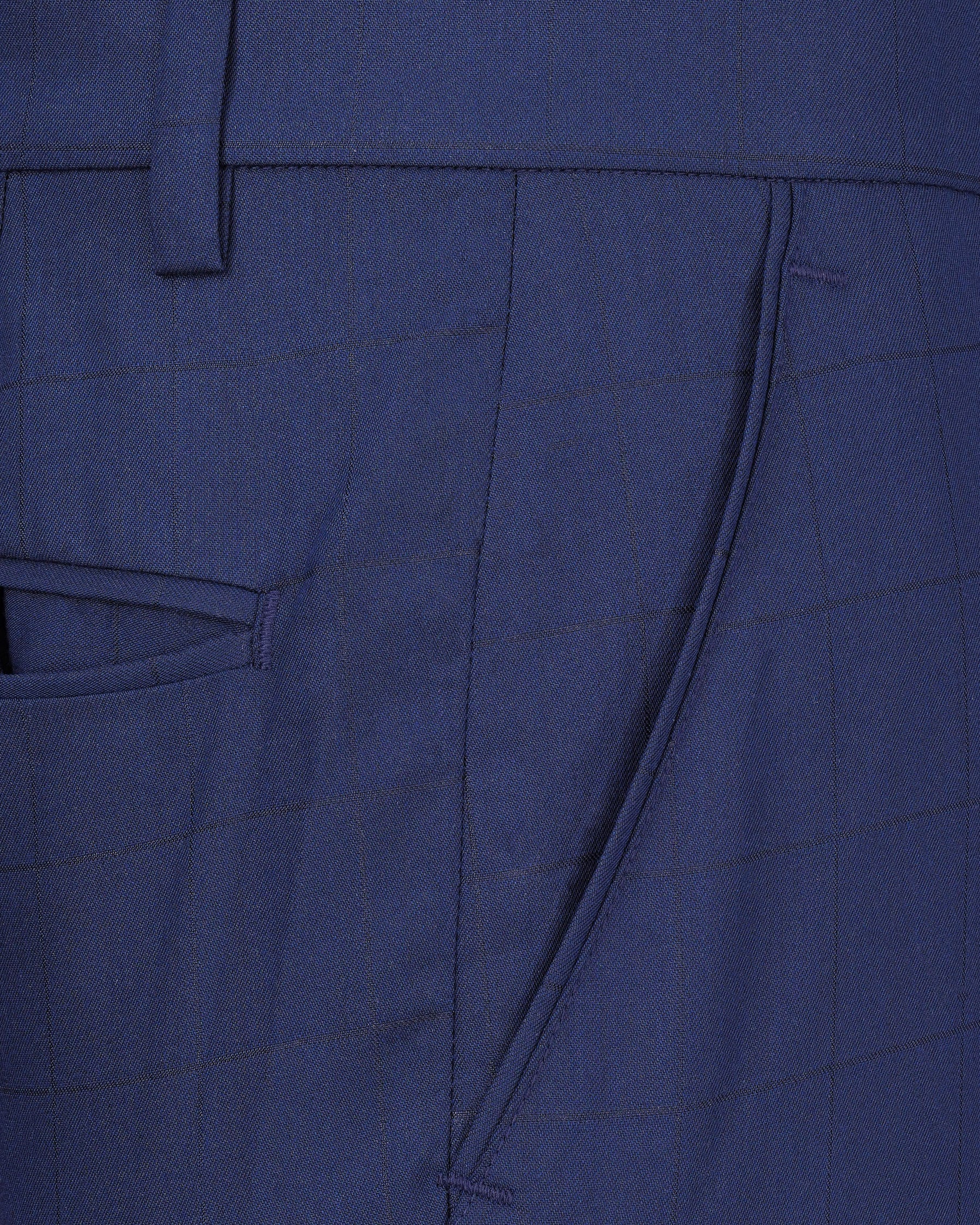 Rhino Blue Cross Placket Bandhgala Suit