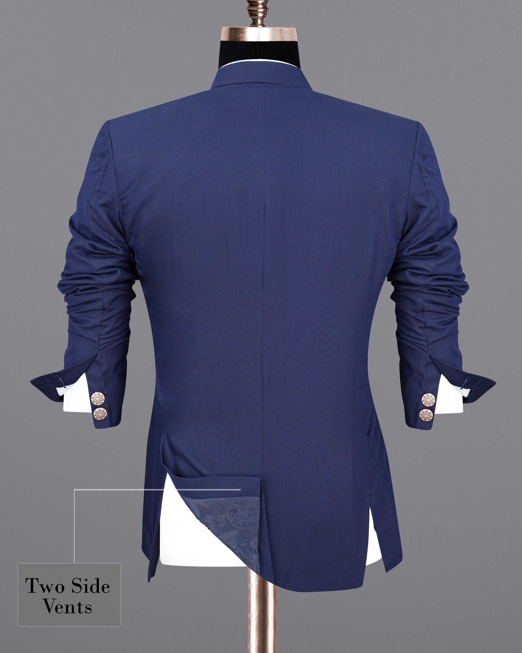 Rhino Blue Cross Placket Bandhgala Suit