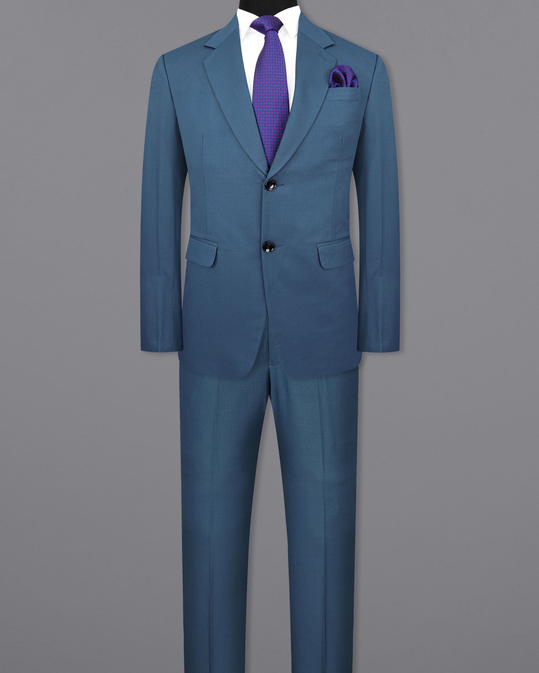 River Bed Blue Single Breasted Suit