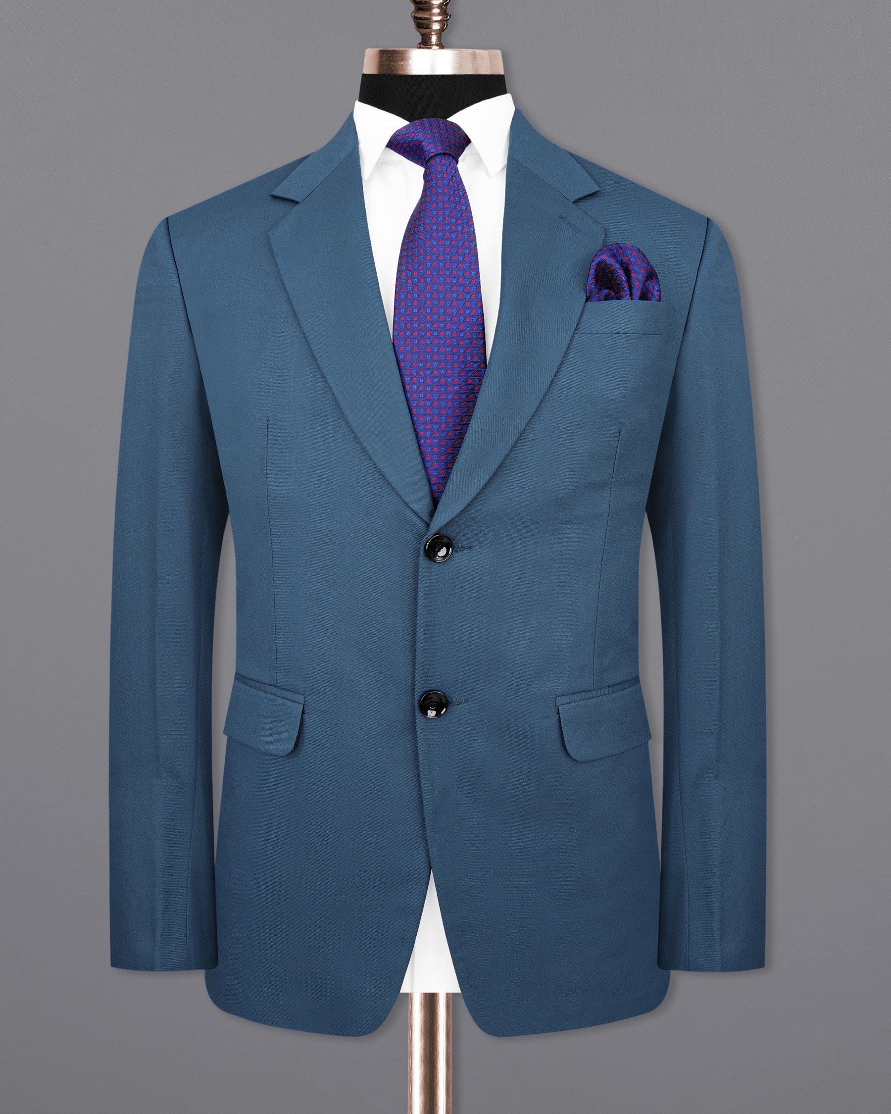 River Bed Blue Single Breasted Suit