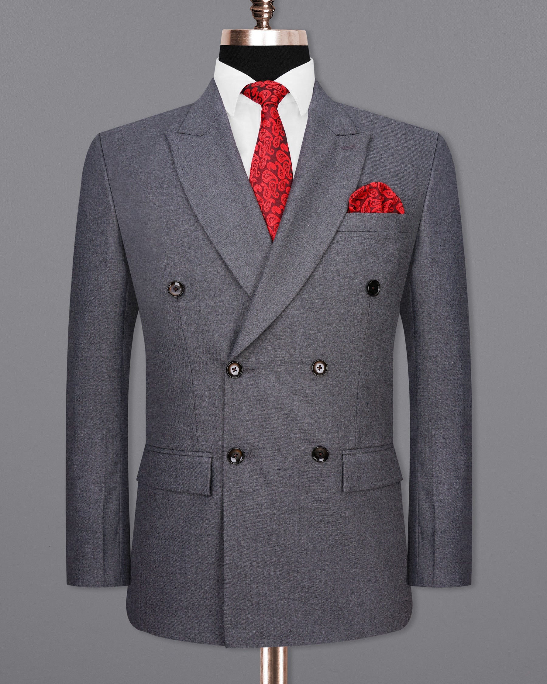 Vampire Light Gray Double Breasted Suit