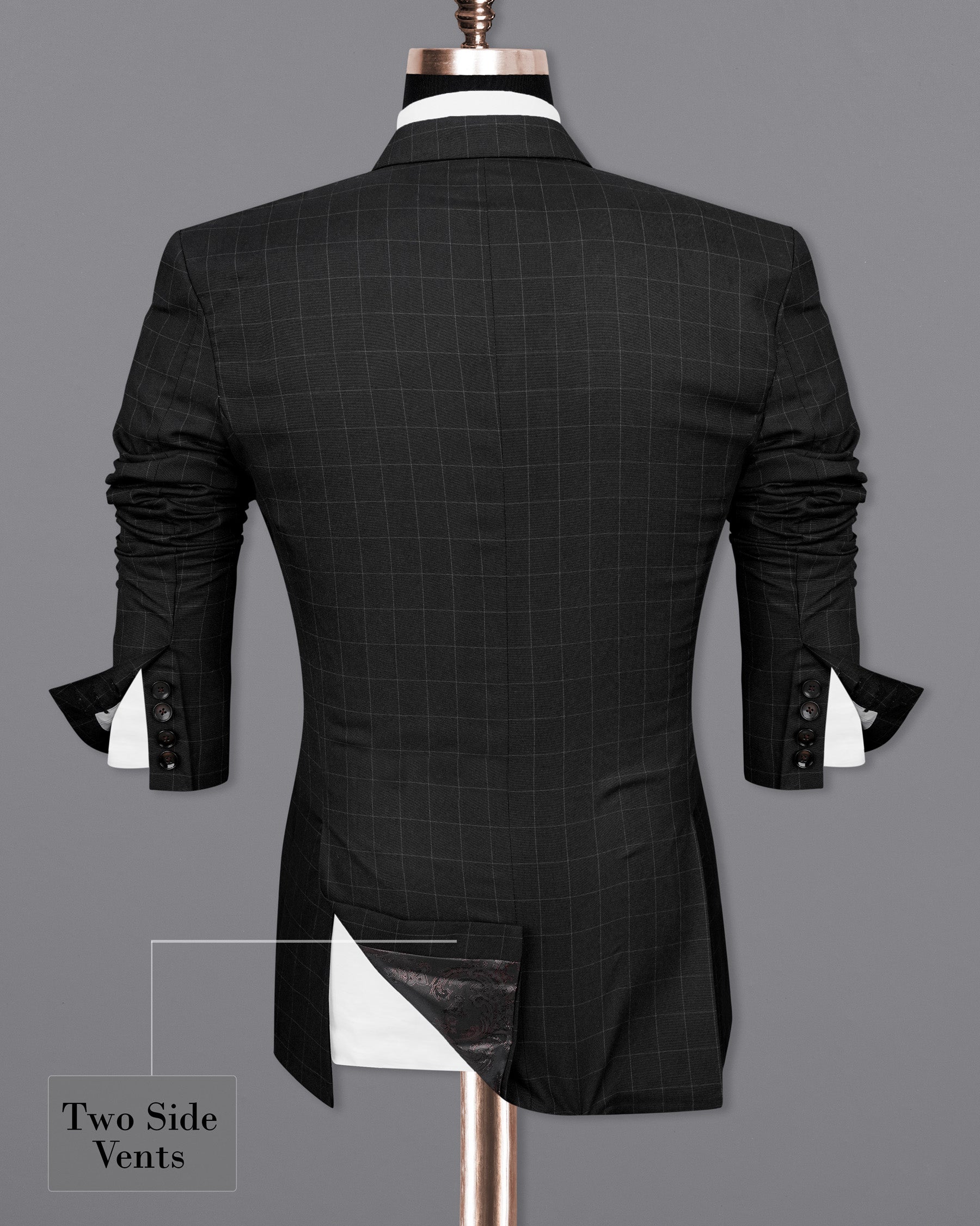Zeus Black Windowpane Double Breasted Suit