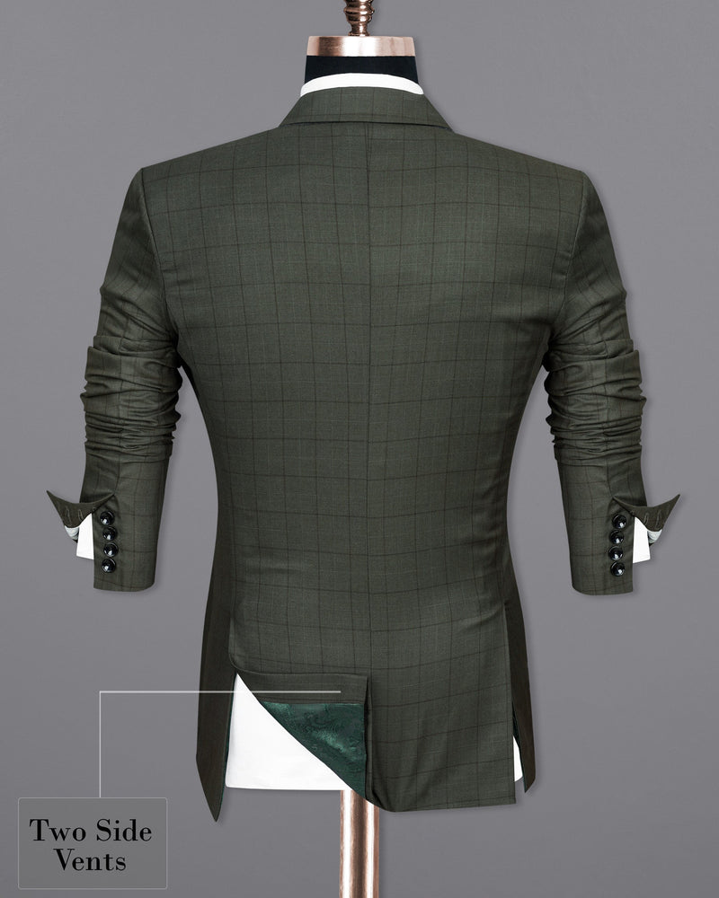 Tuatara Green Windowpane Single Breasted Suit