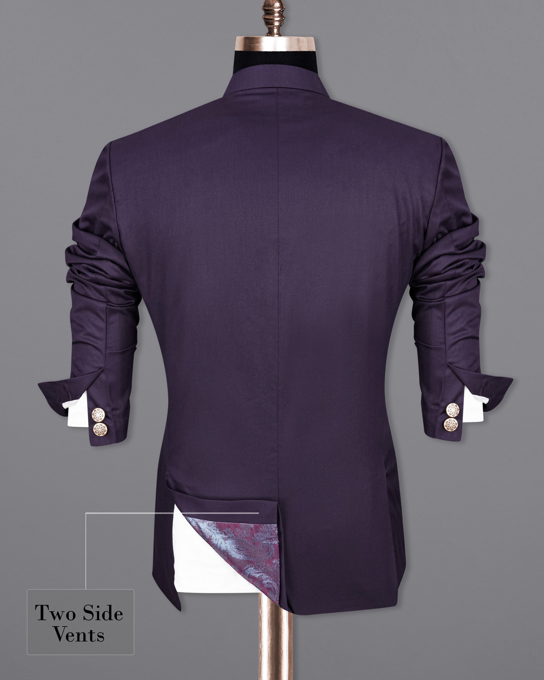 Tolopea Dark Purple Bandhgala Suit