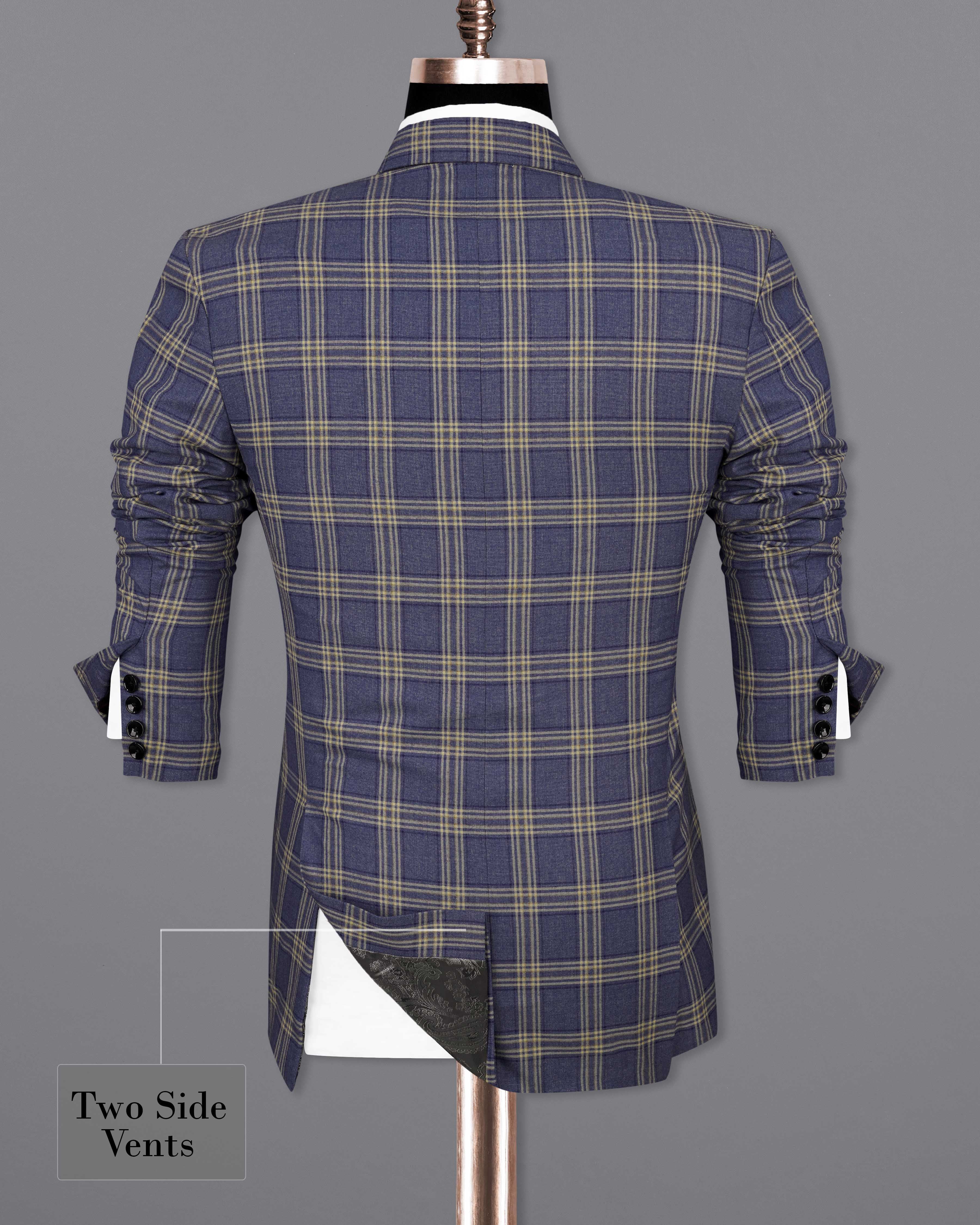 River Bed Blue with Tallow Brown Plaid Single Breasted Suit