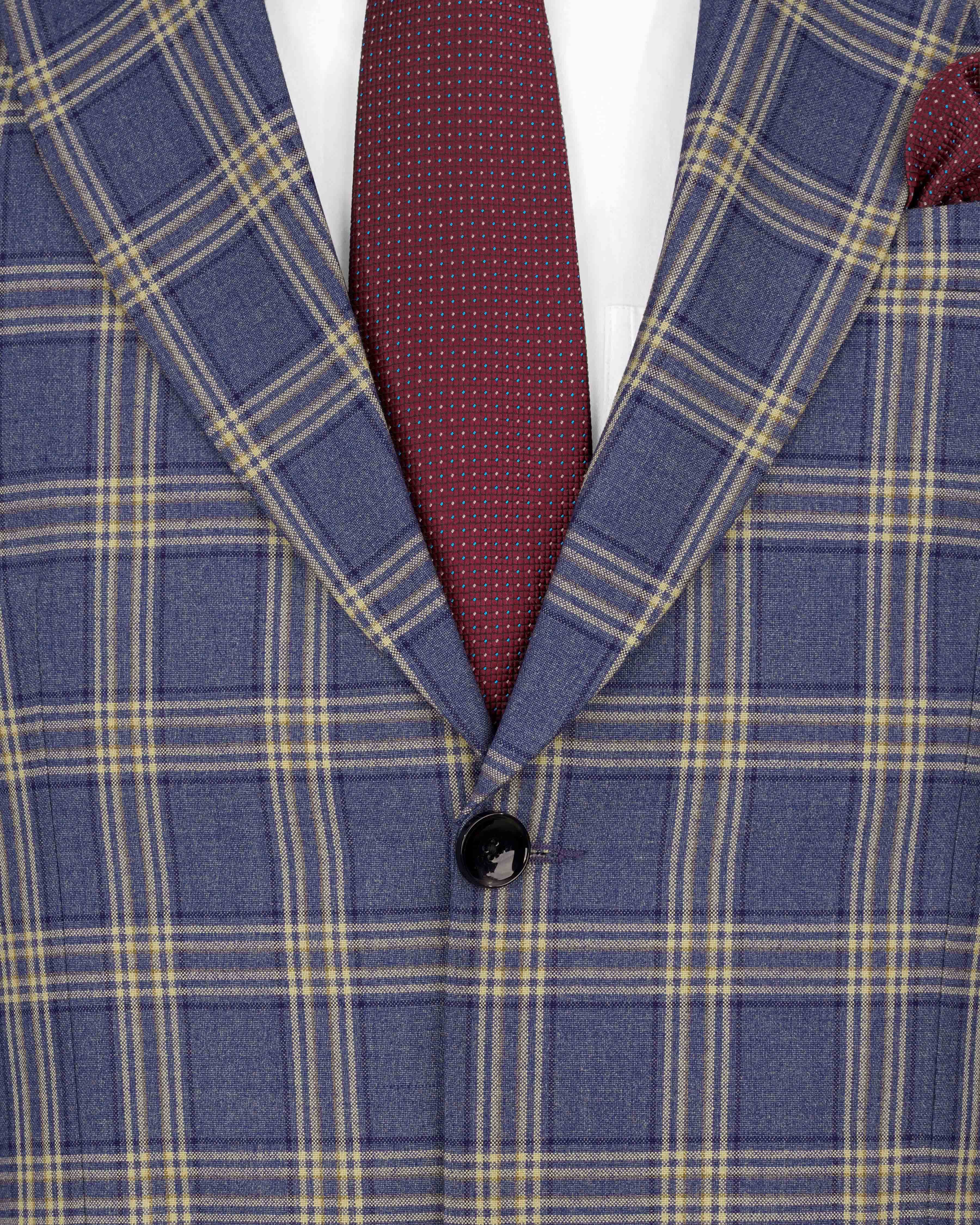 River Bed Blue with Tallow Brown Plaid Single Breasted Suit