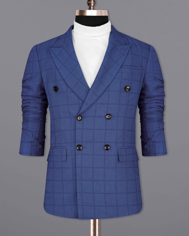 Chambray Blue Windowpane Double Breasted Suit