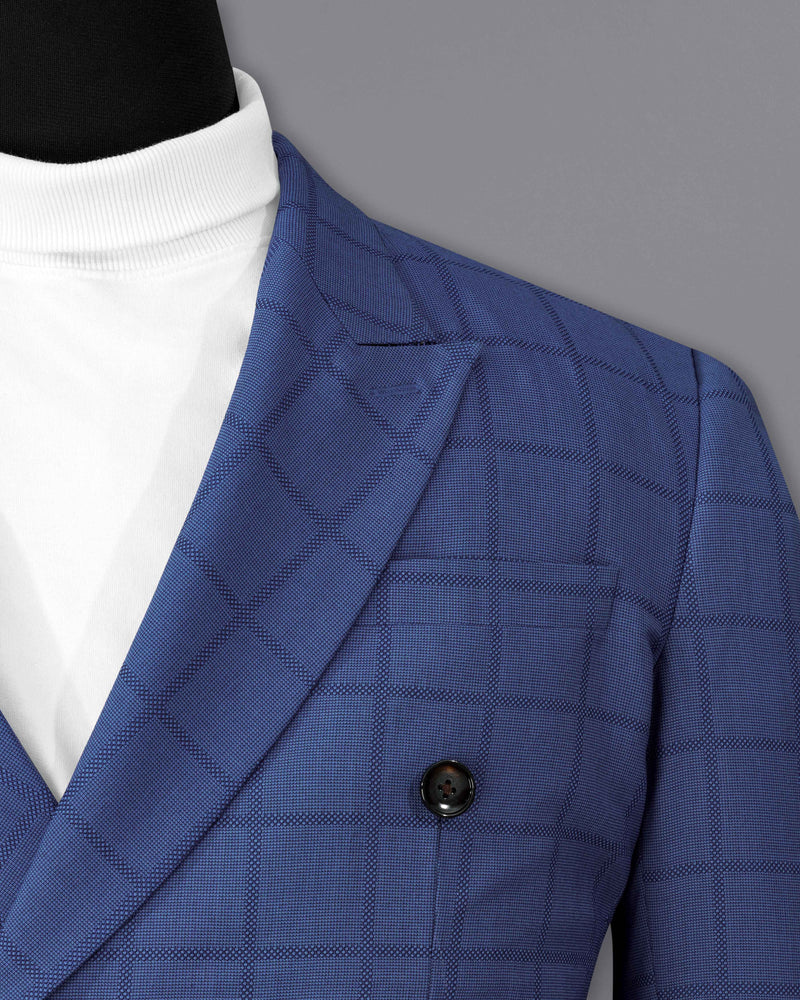 Chambray Blue Windowpane Double Breasted Suit
