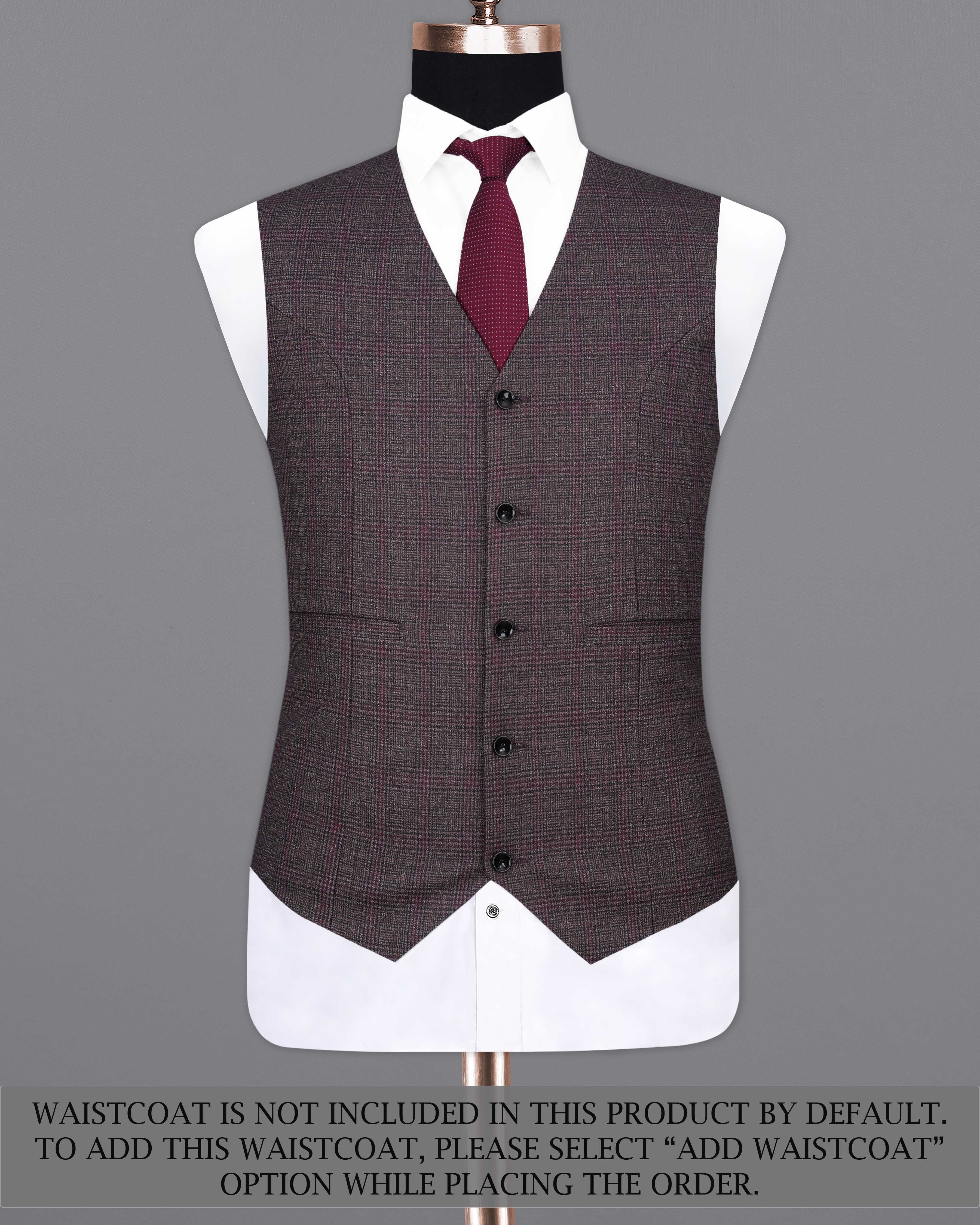 Matterhorn Brown with Maroon Subtle Plaid Double Breasted Suit