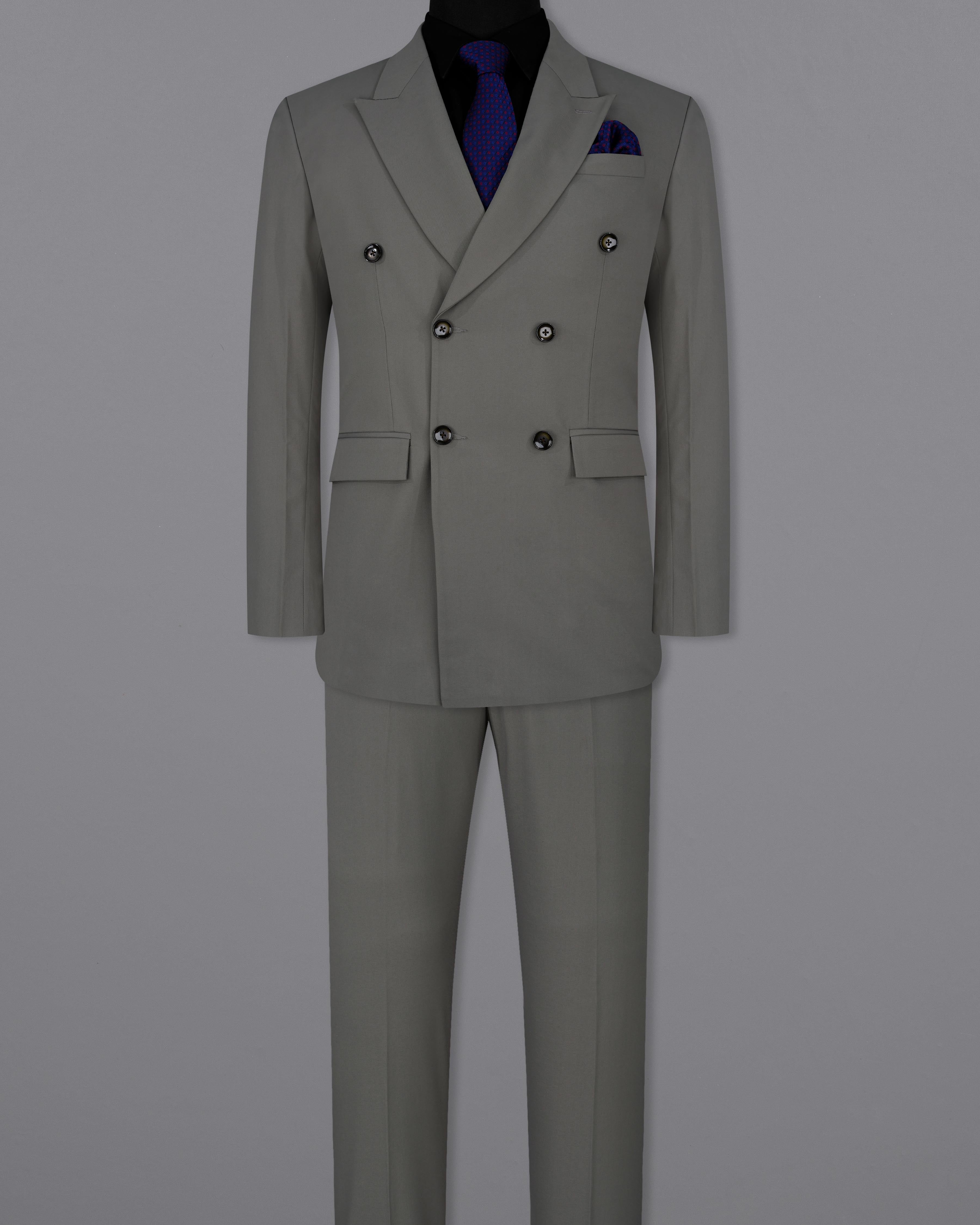 Storm Dust Gray Double Breasted Suit
