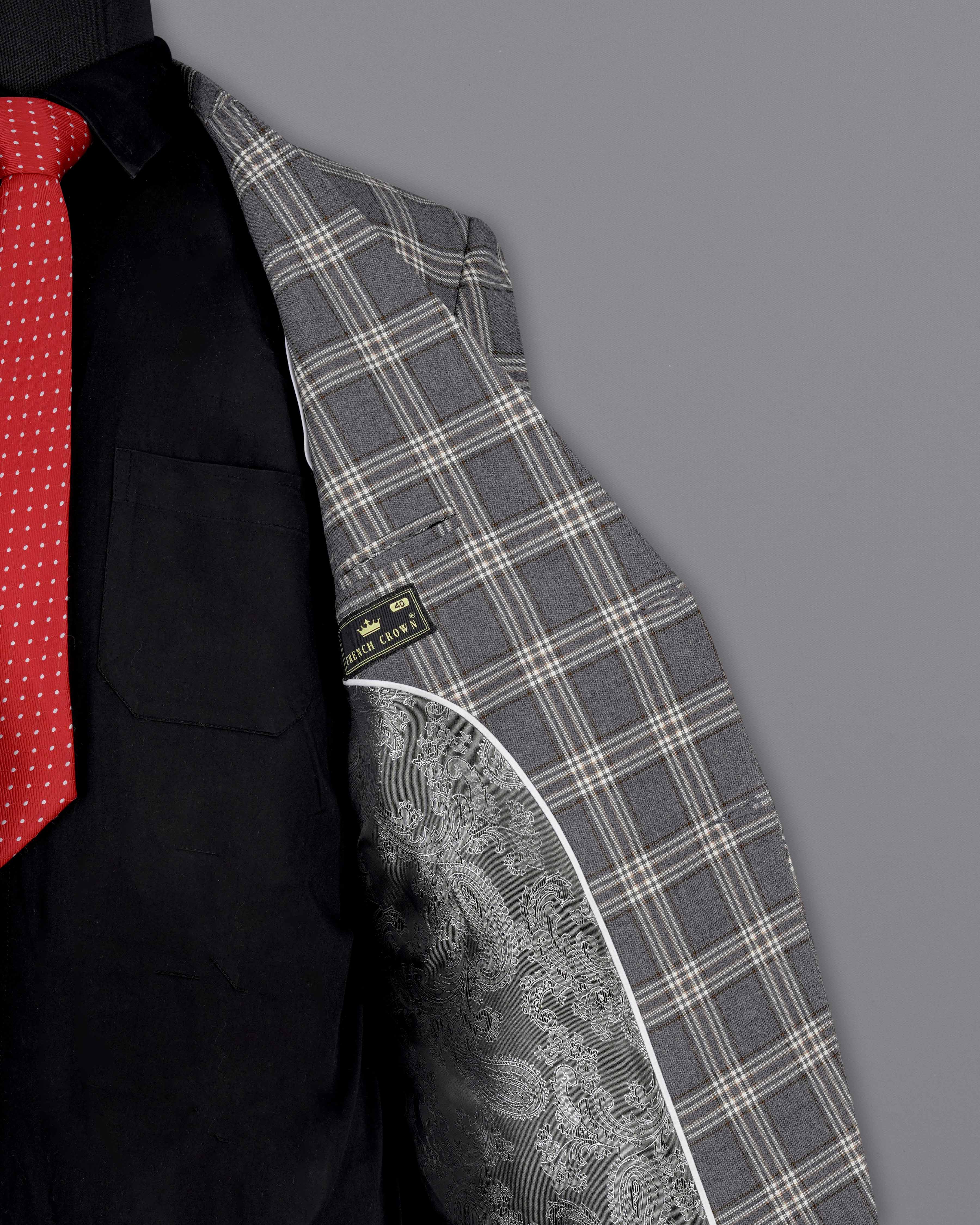 Smoky Gray Plaid Single Breasted Suit