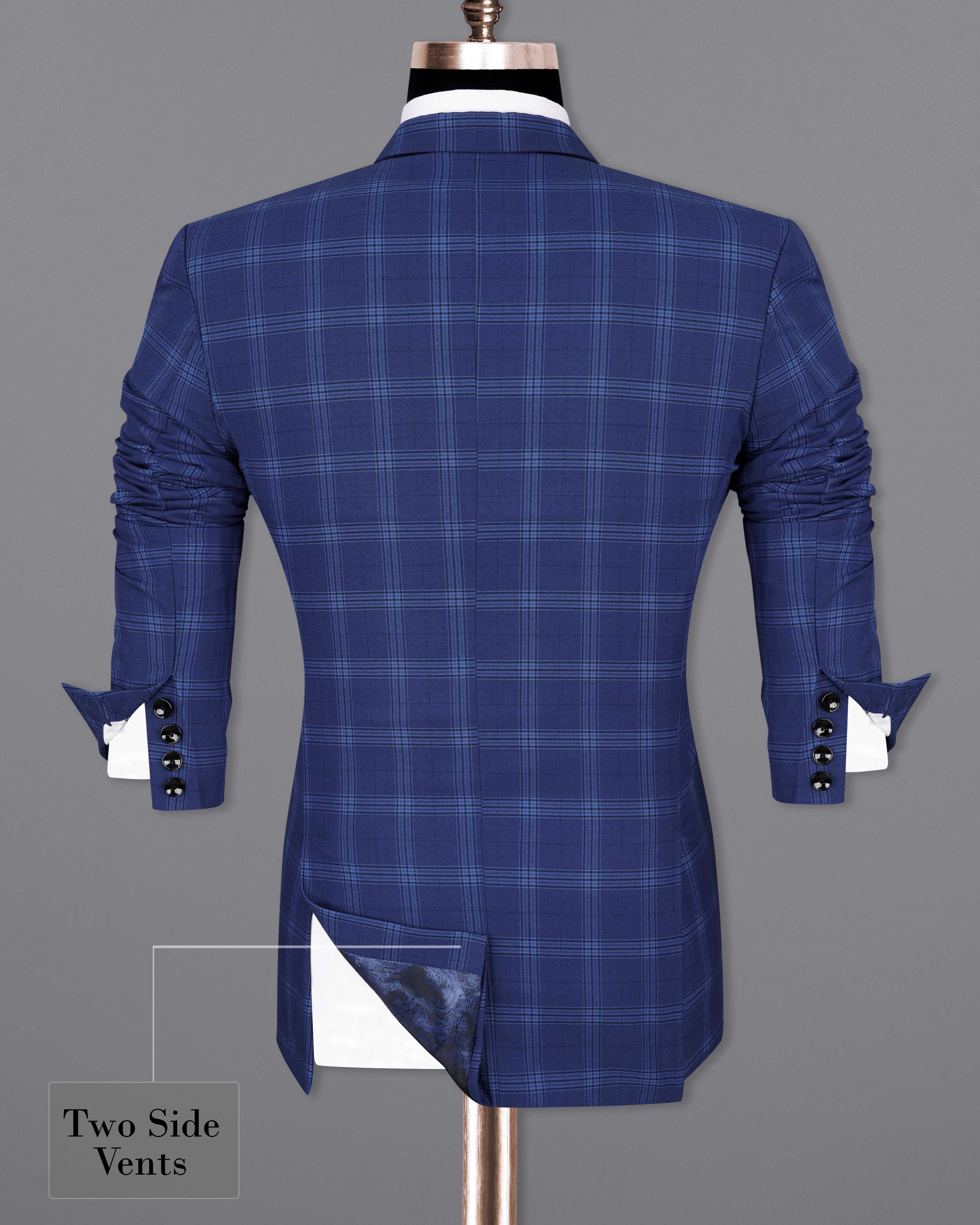 Rhino Blue Plaid Single Breasted Suit