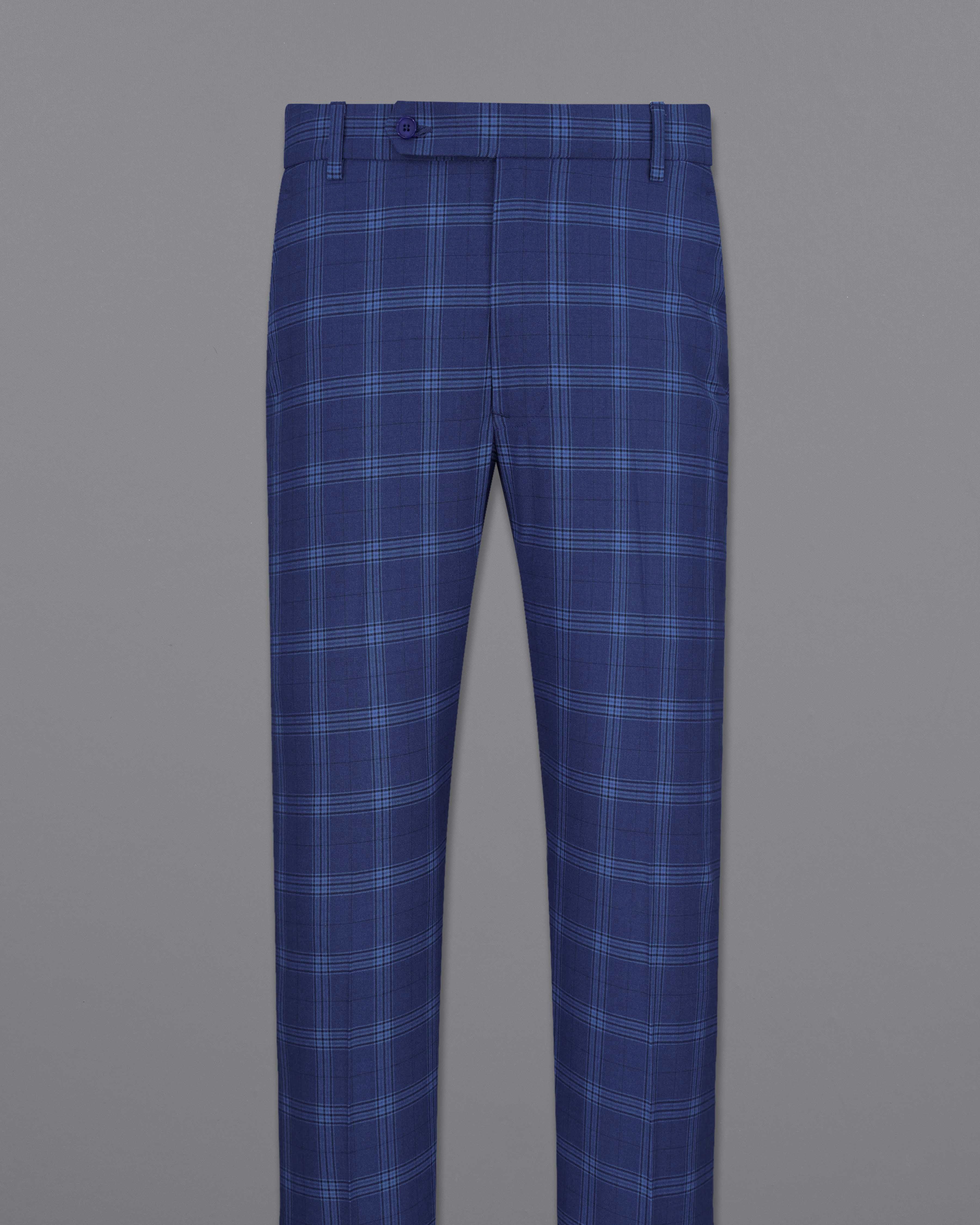 Rhino Blue Plaid Single Breasted Suit