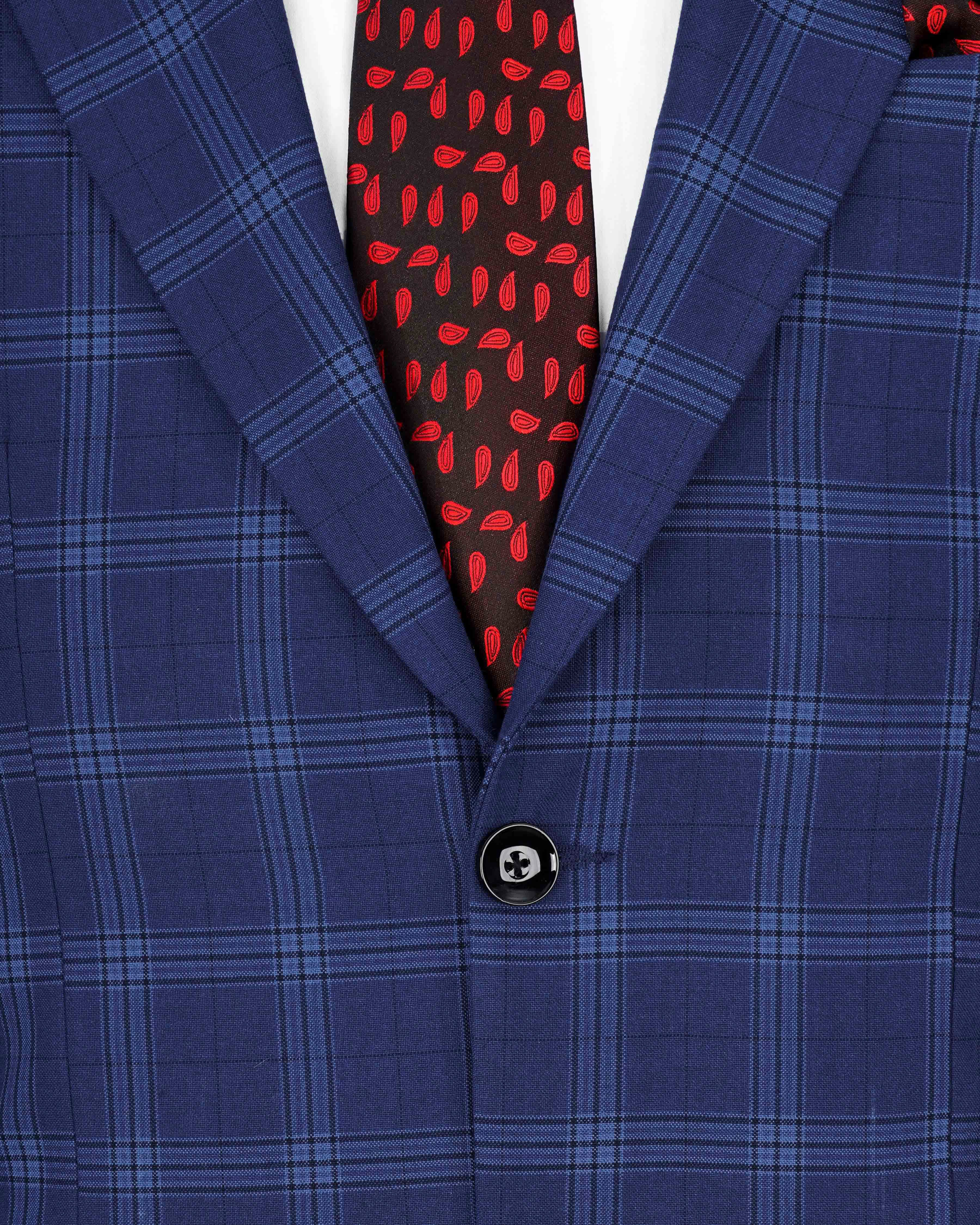 Rhino Blue Plaid Single Breasted Suit