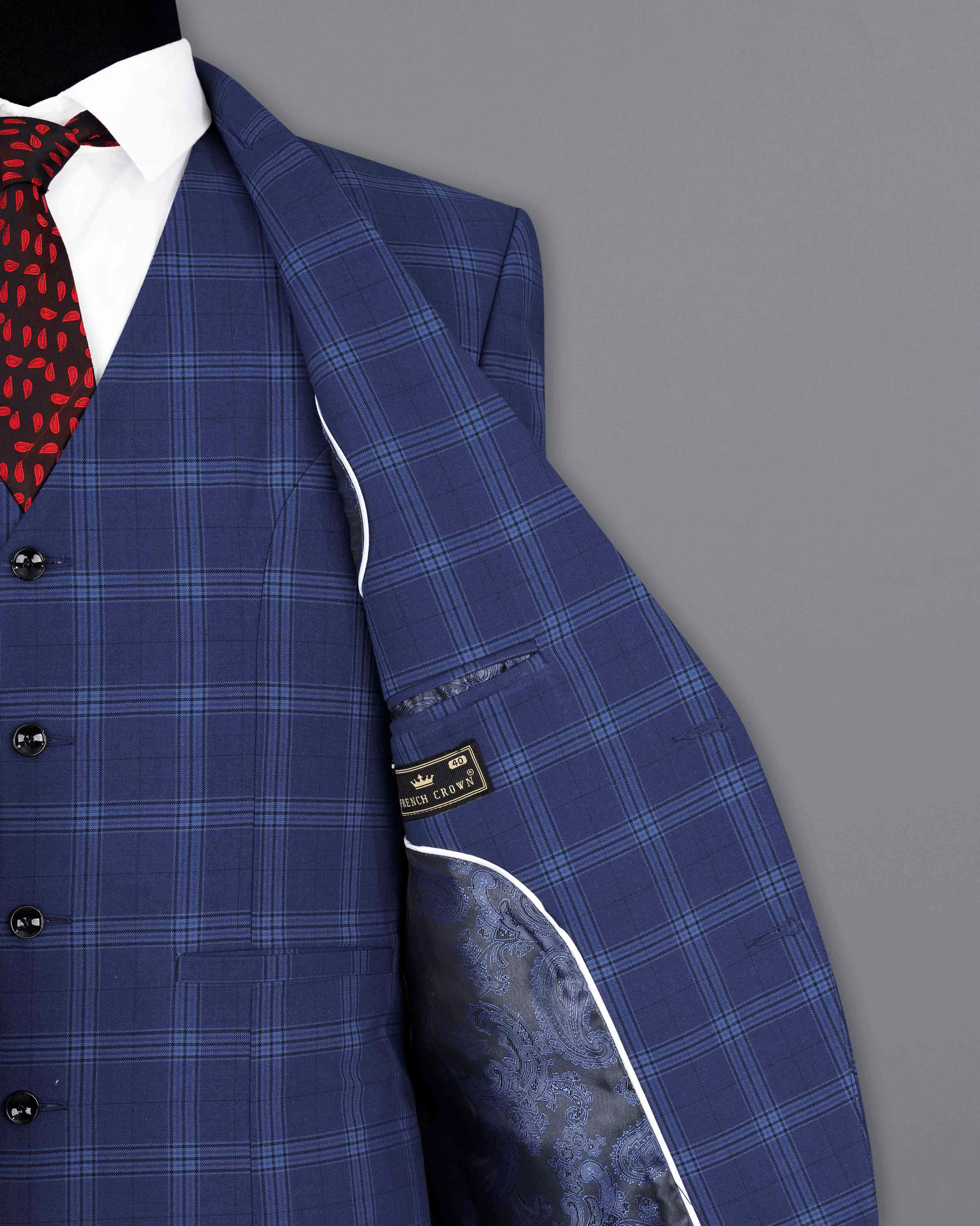 Rhino Blue Plaid Single Breasted Suit