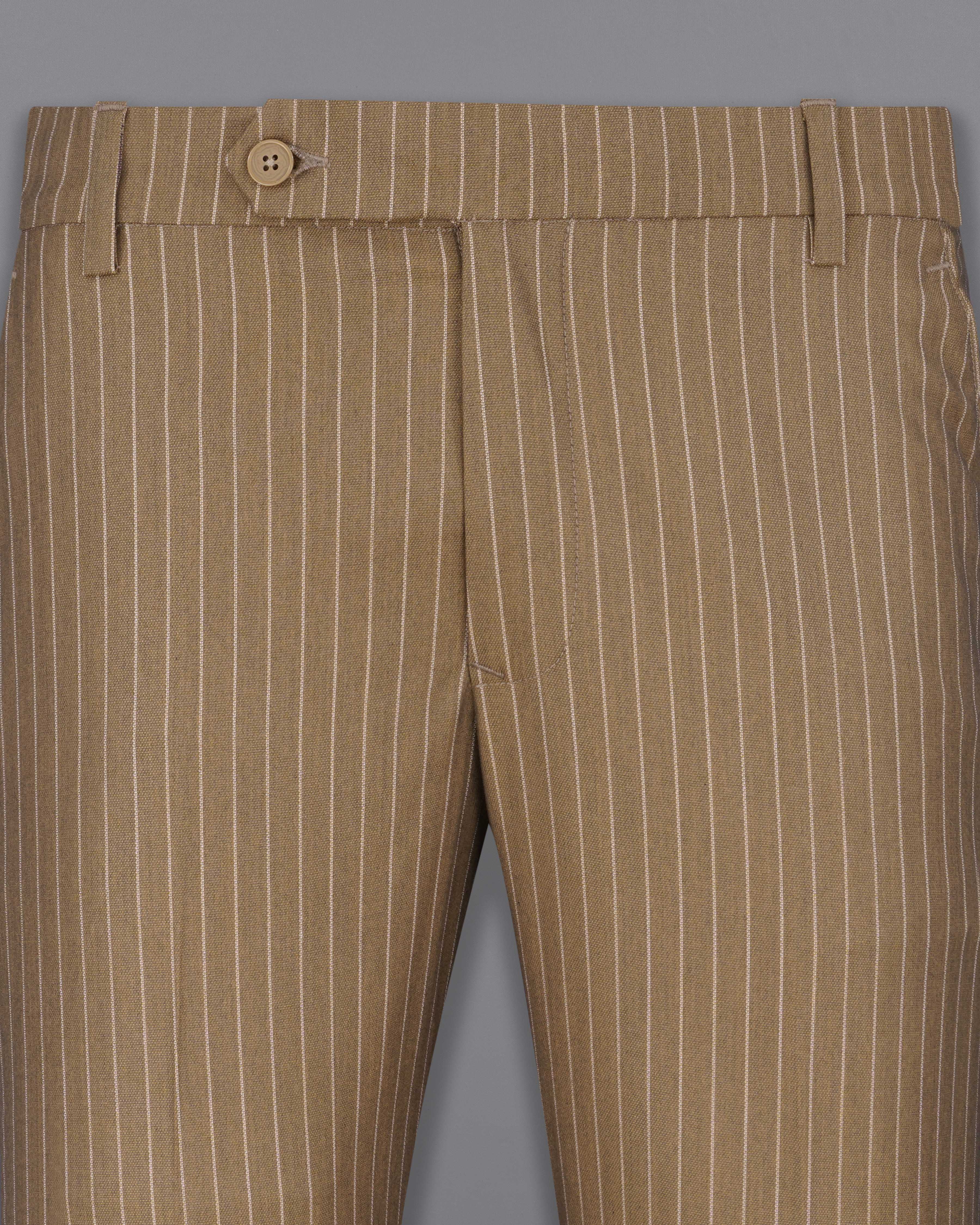 Mocha Brown Striped Single Breasted Suit