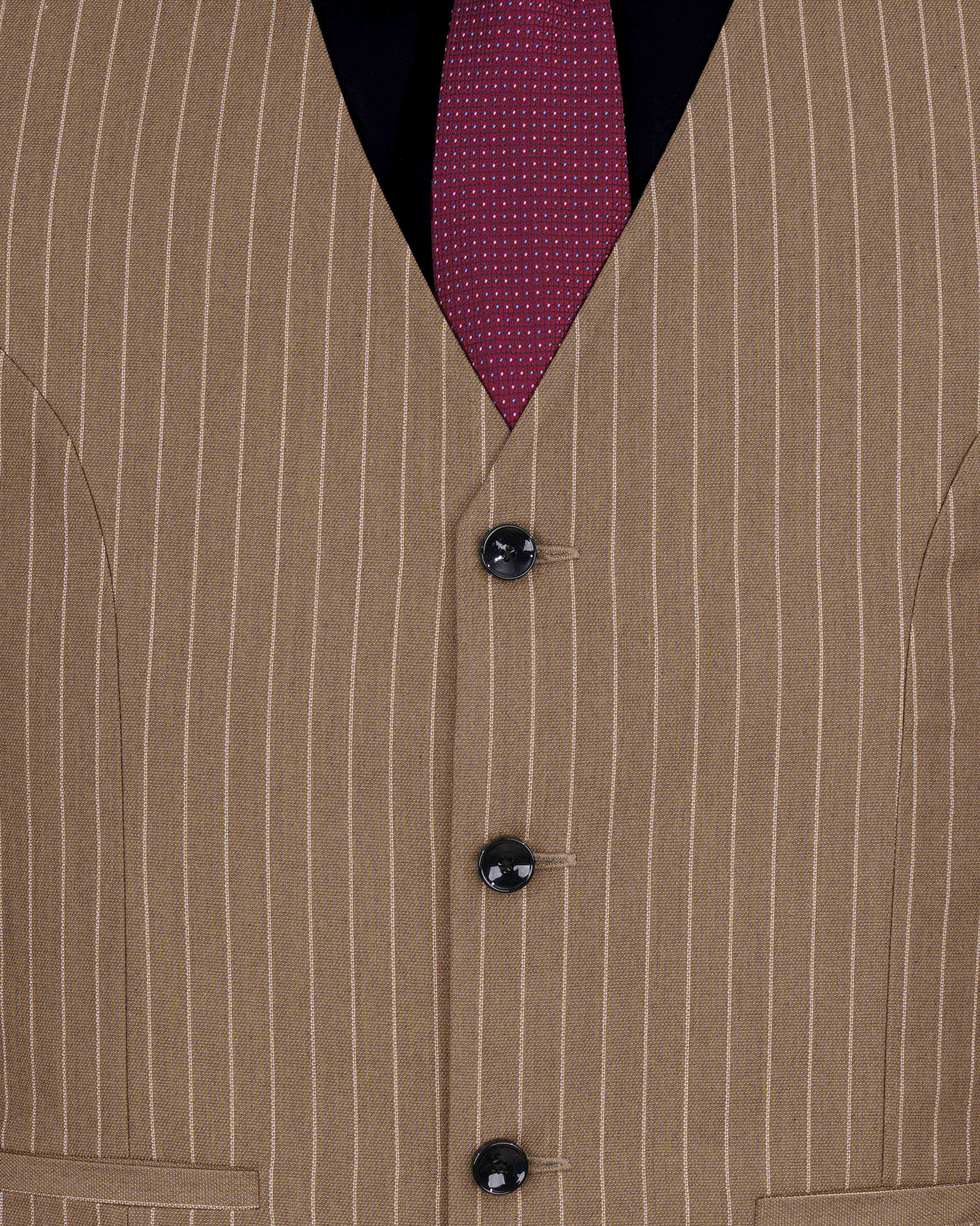 Mocha Brown Striped Single Breasted Suit