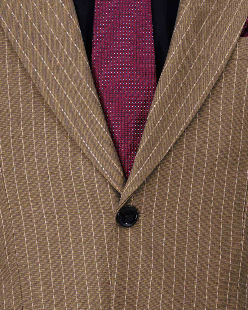 Mocha Brown Striped Single Breasted Suit